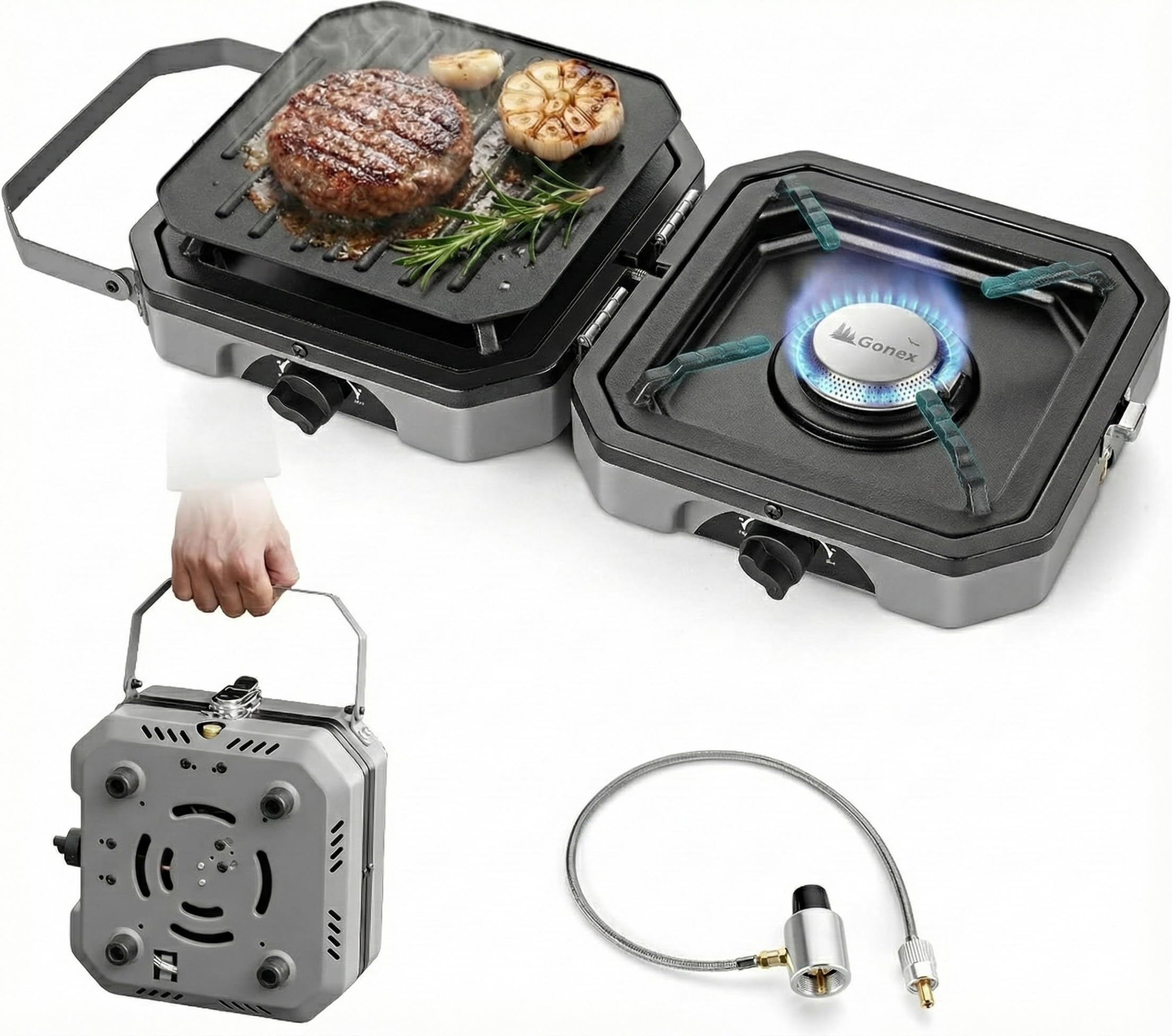 Portable Two-Burner Propane Camping Stove for Outdoors