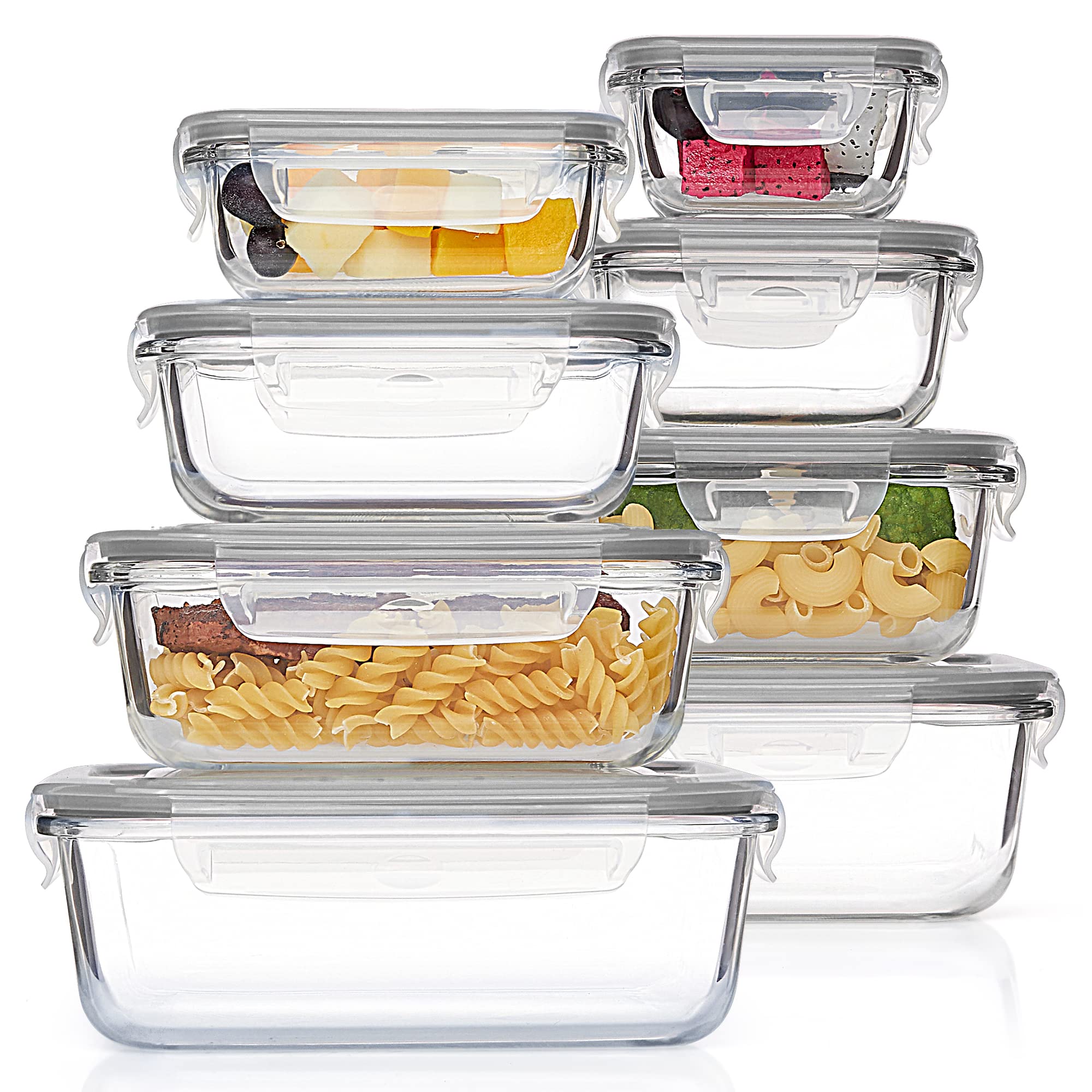 Vtopmart 8 Pack Glass Food Storage Containers with Lids