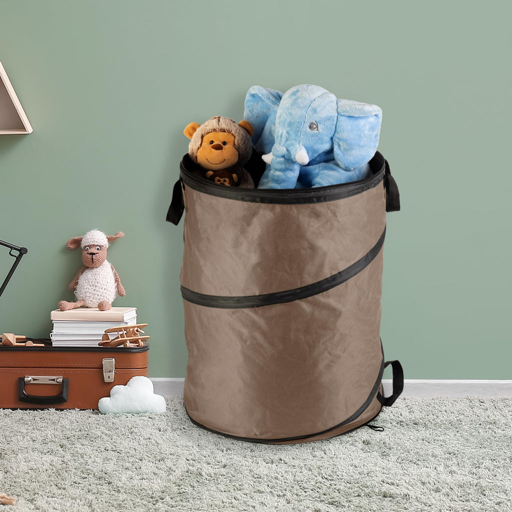 Collapsible Trash Can - Pop Up Outdoor Portable Garbage Bag Holder with Zippered Lid - Recycle Bin for Camping or Parties by Wakeman
