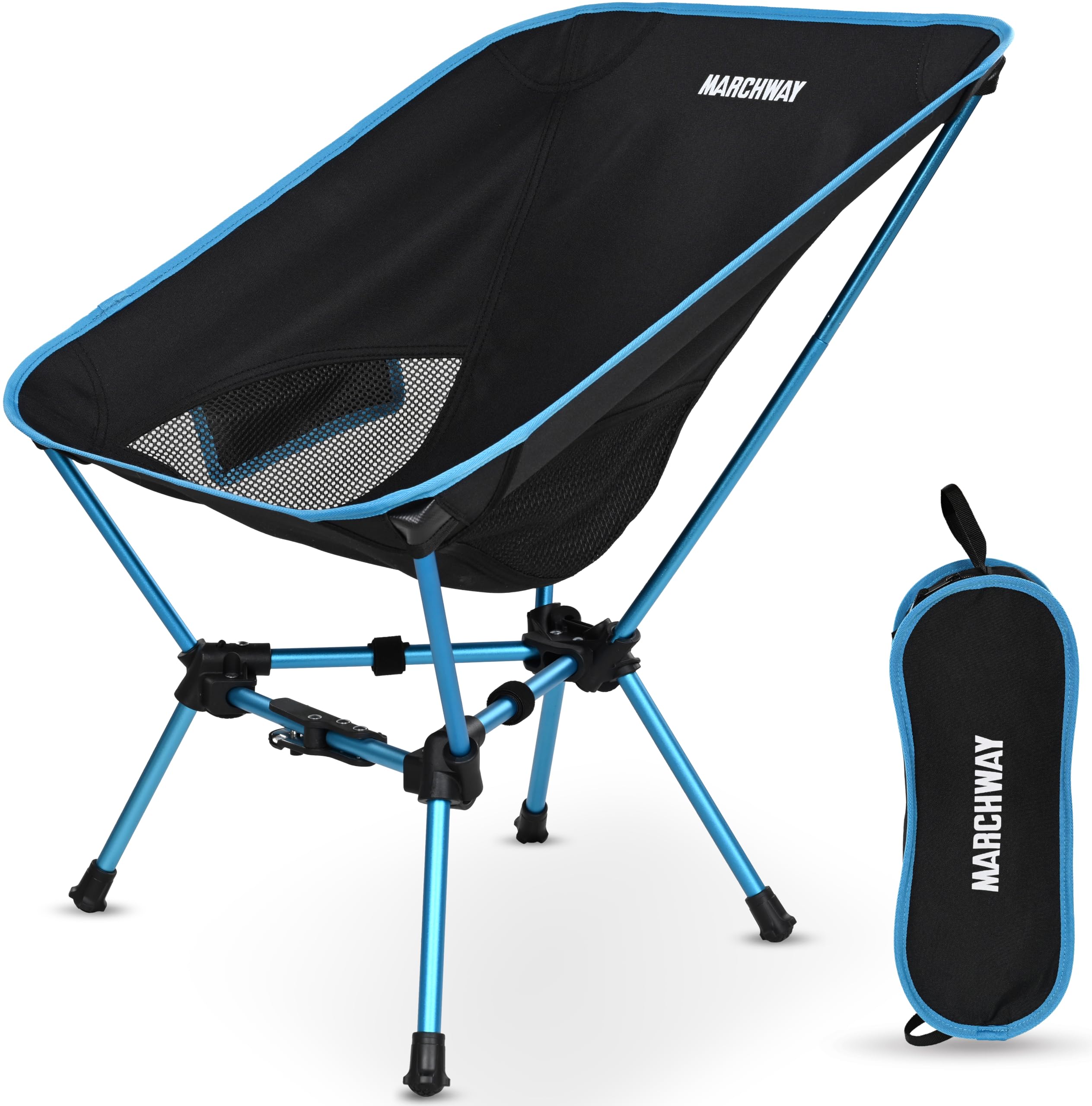 MARCHWAY Lightweight Portable Camping Chair, Stable Foldable Compact for Outdoor Camp, Travel, Beach, Picnic, Festival, Hiking, Backpacking
