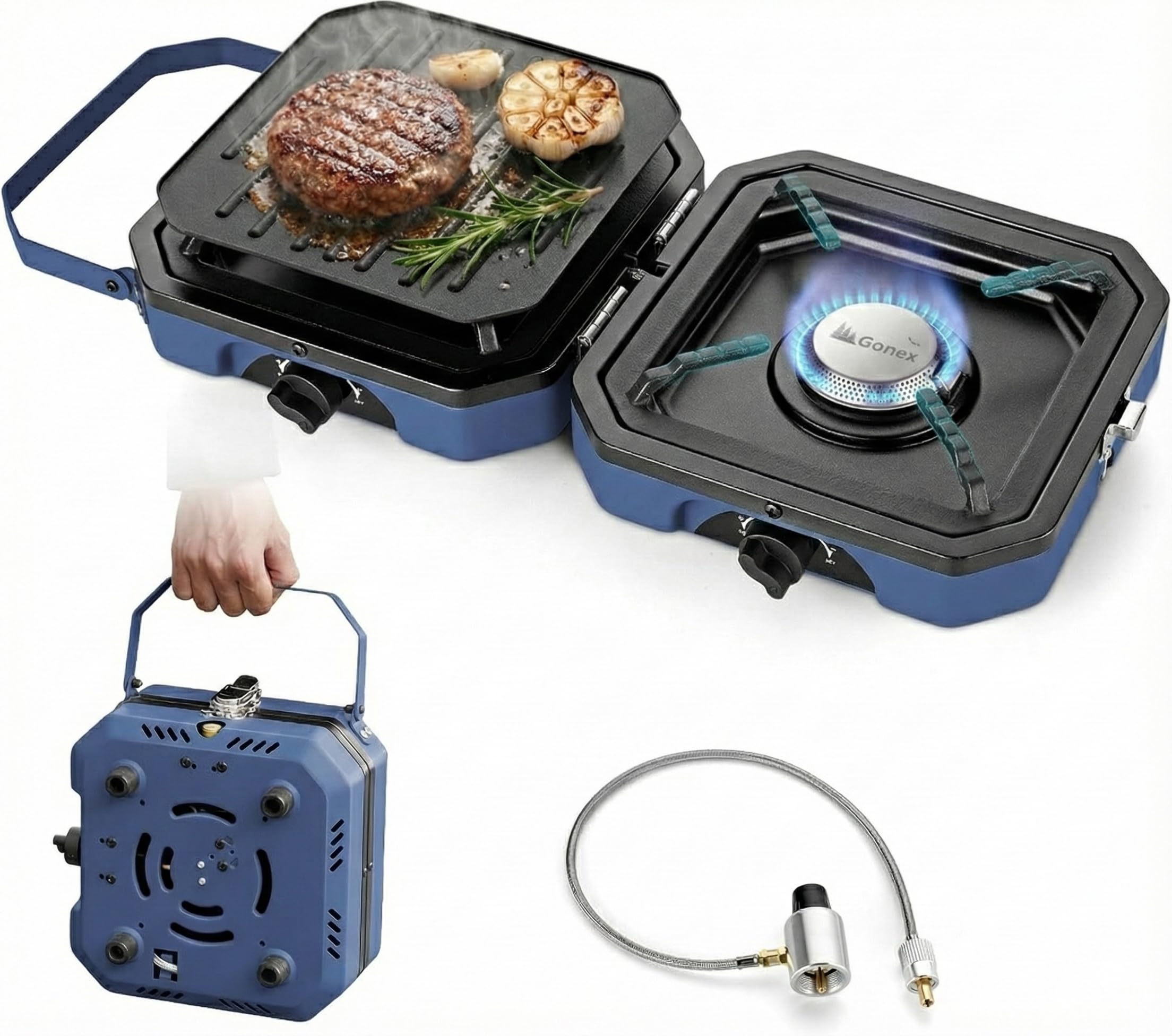 Portable Two-Burner Propane Camping Stove for Outdoors