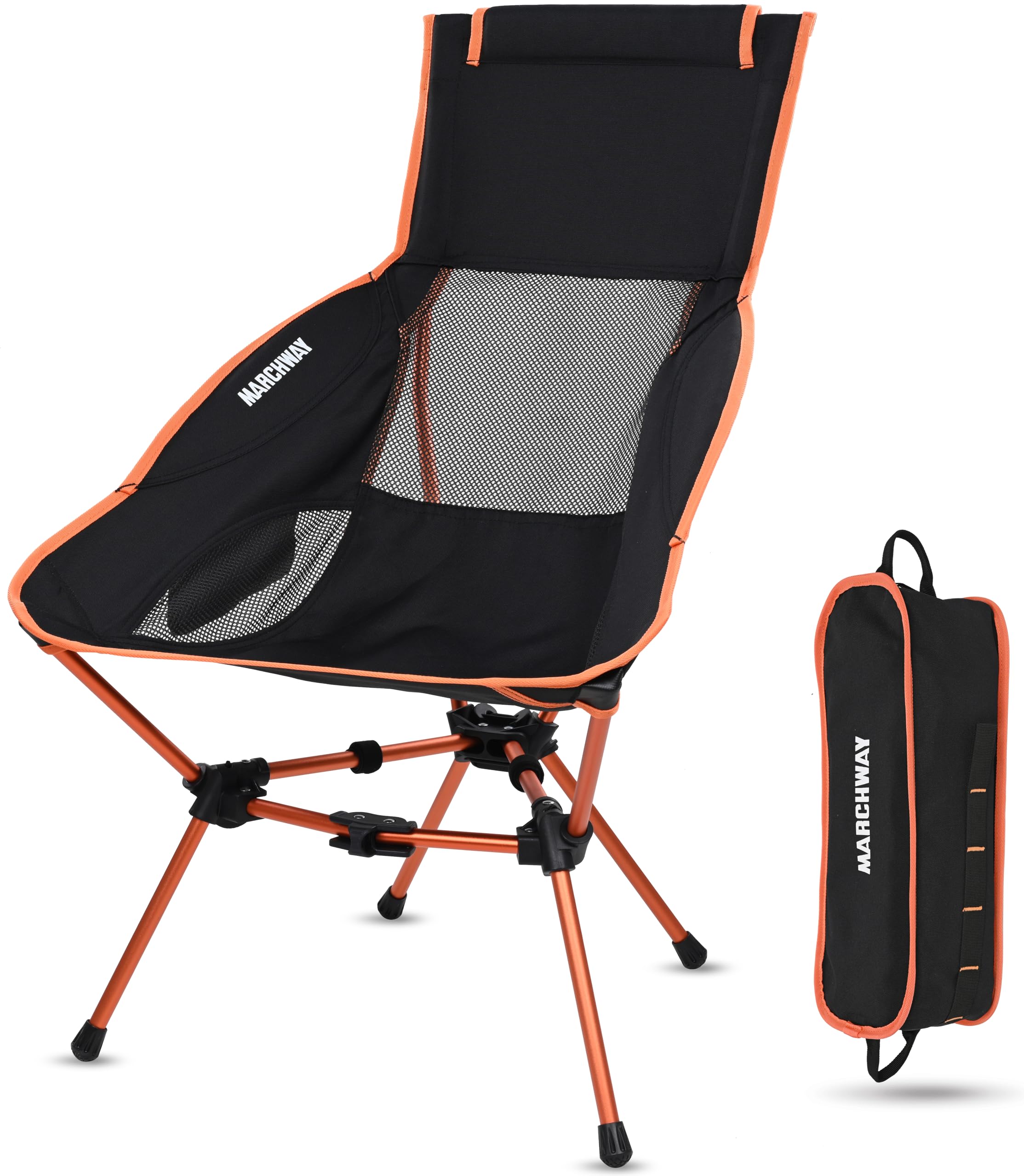 MARCHWAY Lightweight Portable Camping Chair, Stable Foldable Compact for Outdoor Camp, Travel, Beach, Picnic, Festival, Hiking, Backpacking