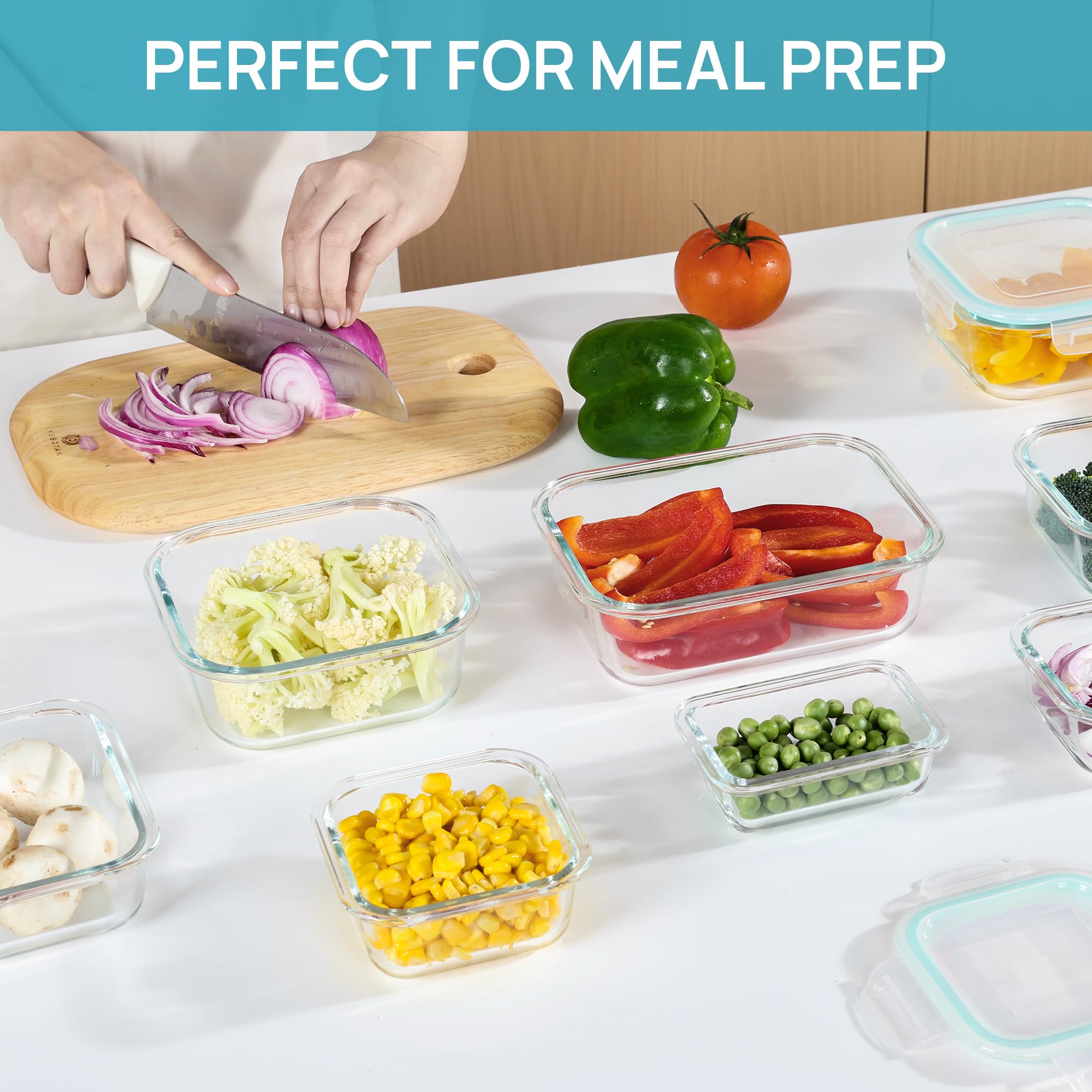 Vtopmart 8 Pack Glass Food Storage Containers with Lids