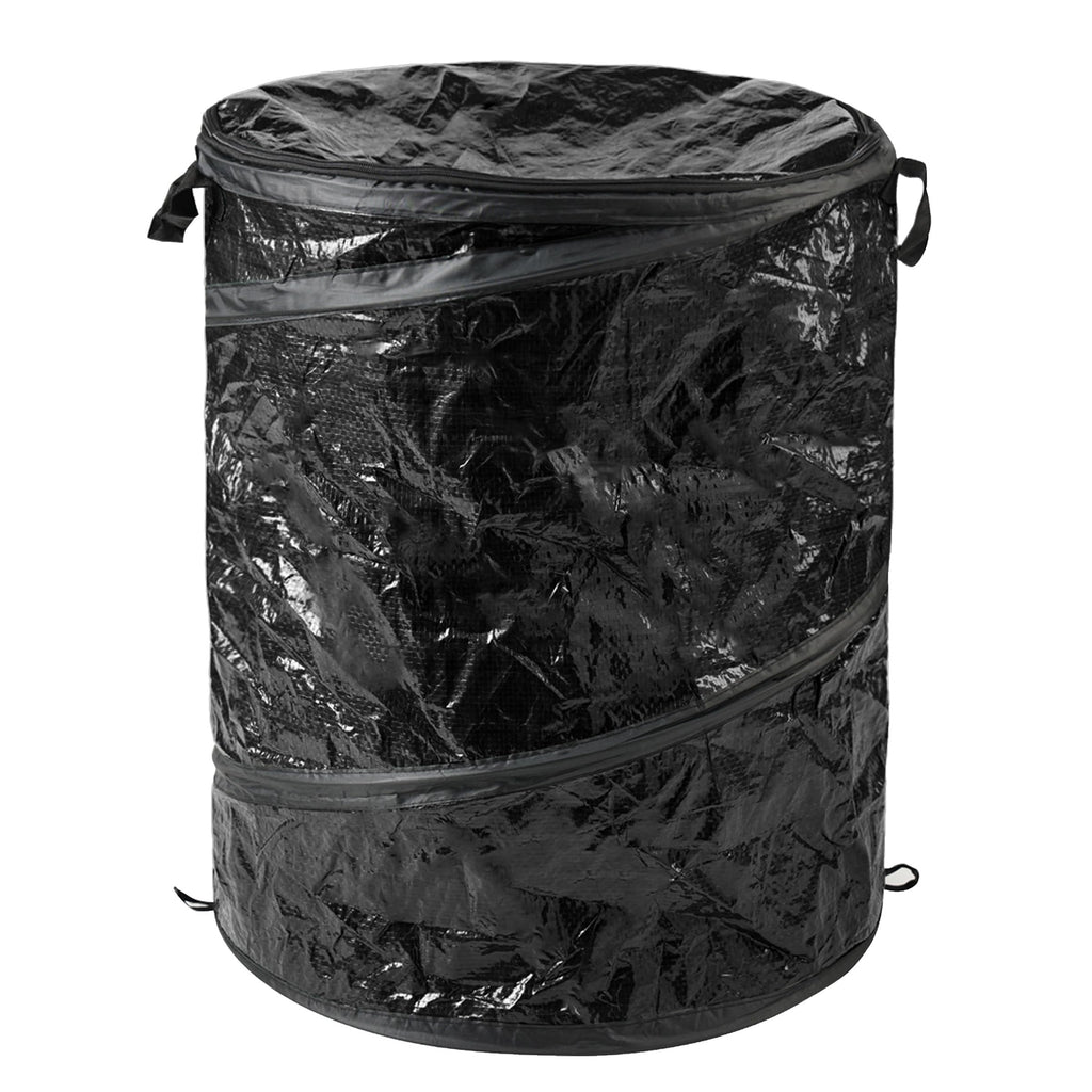 Collapsible Trash Can - Pop Up Outdoor Portable Garbage Bag Holder with Zippered Lid - Recycle Bin for Camping or Parties by Wakeman