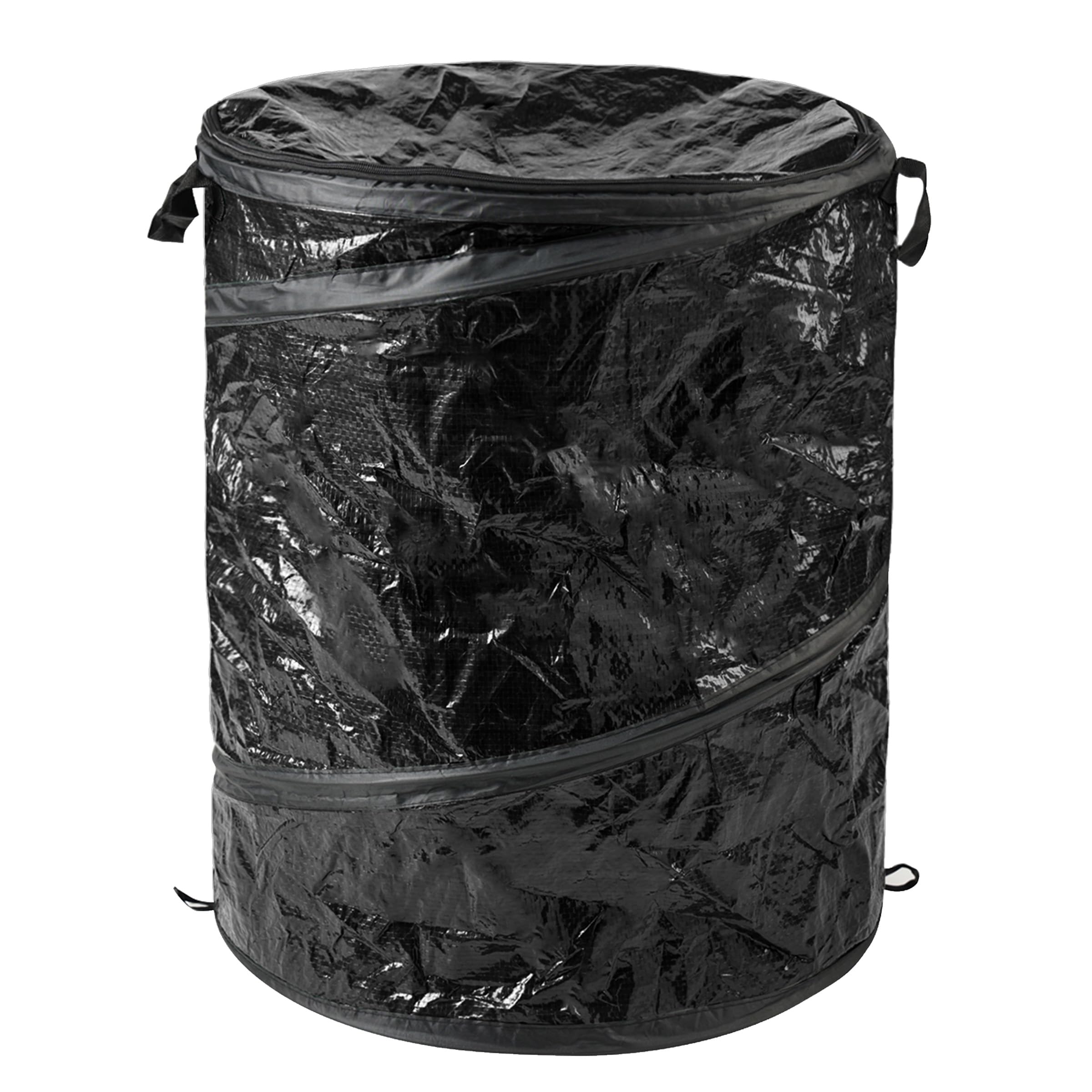 Collapsible Trash Can - Pop Up Outdoor Portable Garbage Bag Holder with Zippered Lid - Recycle Bin for Camping or Parties by Wakeman