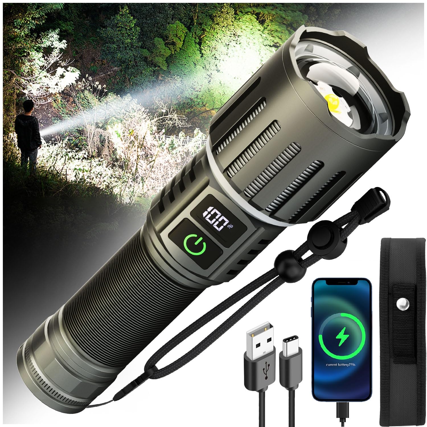 Victoper LED Flashlight 2 Pack, Bright Tactical Torch High Lumens 5 Modes, Waterproof Zoomable Flash Light for Outdoor, Birthday Gifts for Men, Dorm Room Hiking Camping Essentials Gear for Guys