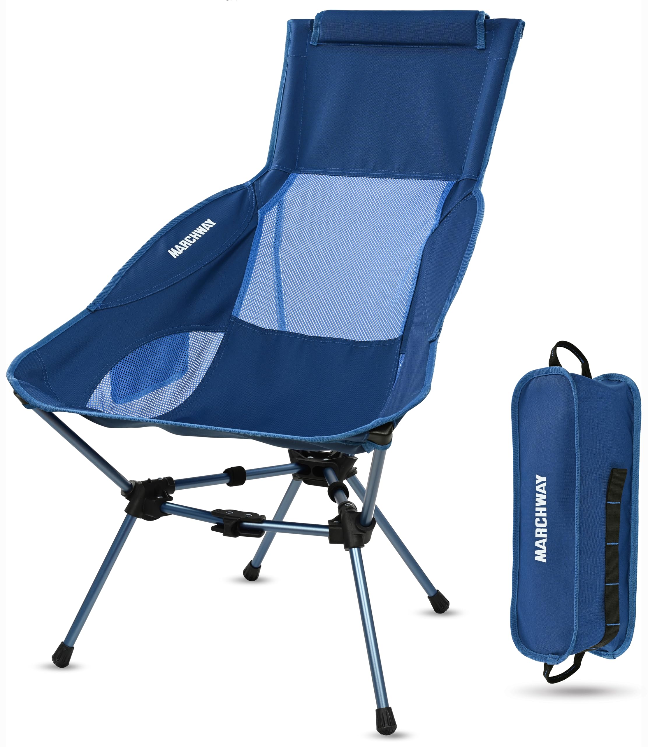MARCHWAY Lightweight Portable Camping Chair, Stable Foldable Compact for Outdoor Camp, Travel, Beach, Picnic, Festival, Hiking, Backpacking