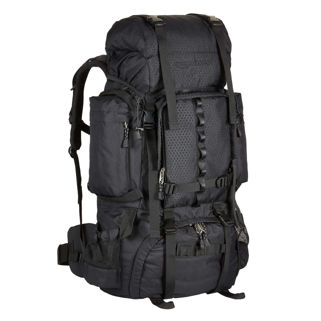 Amazon Basics Internal Frame Hiking Backpack for Camping and Backpacking, Adjustable Straps, Rainfly Included