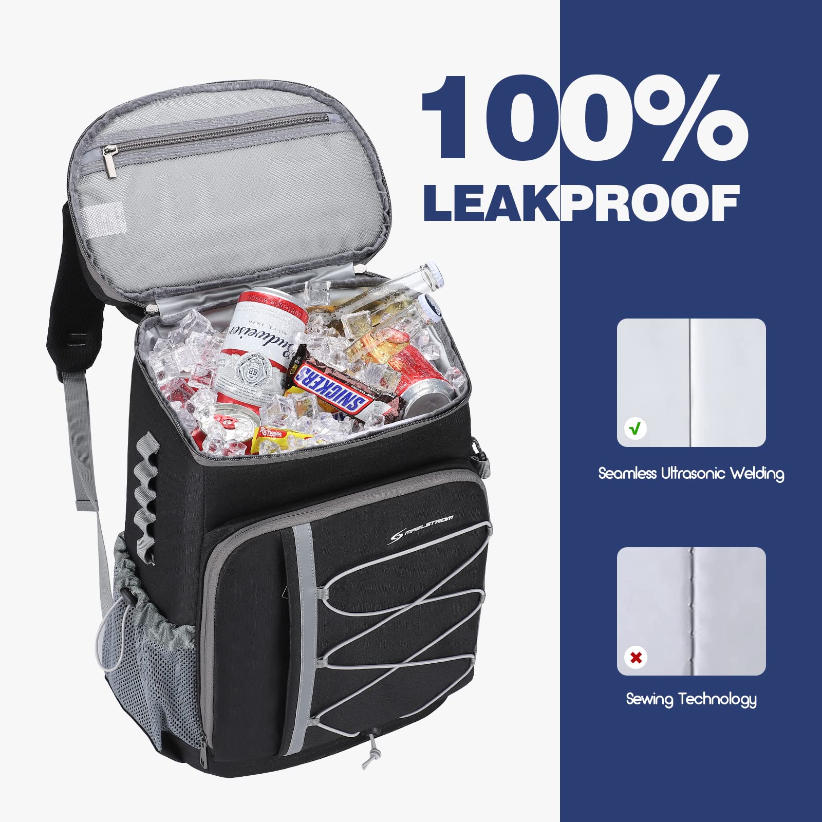 Maelstrom 35/50Can Insulated Cooler Backpack, Leakproof Soft Lunch Ice Bag