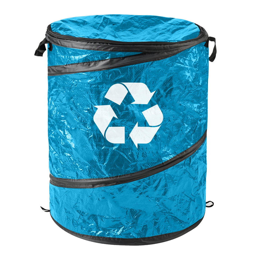Collapsible Trash Can - Pop Up Outdoor Portable Garbage Bag Holder with Zippered Lid - Recycle Bin for Camping or Parties by Wakeman