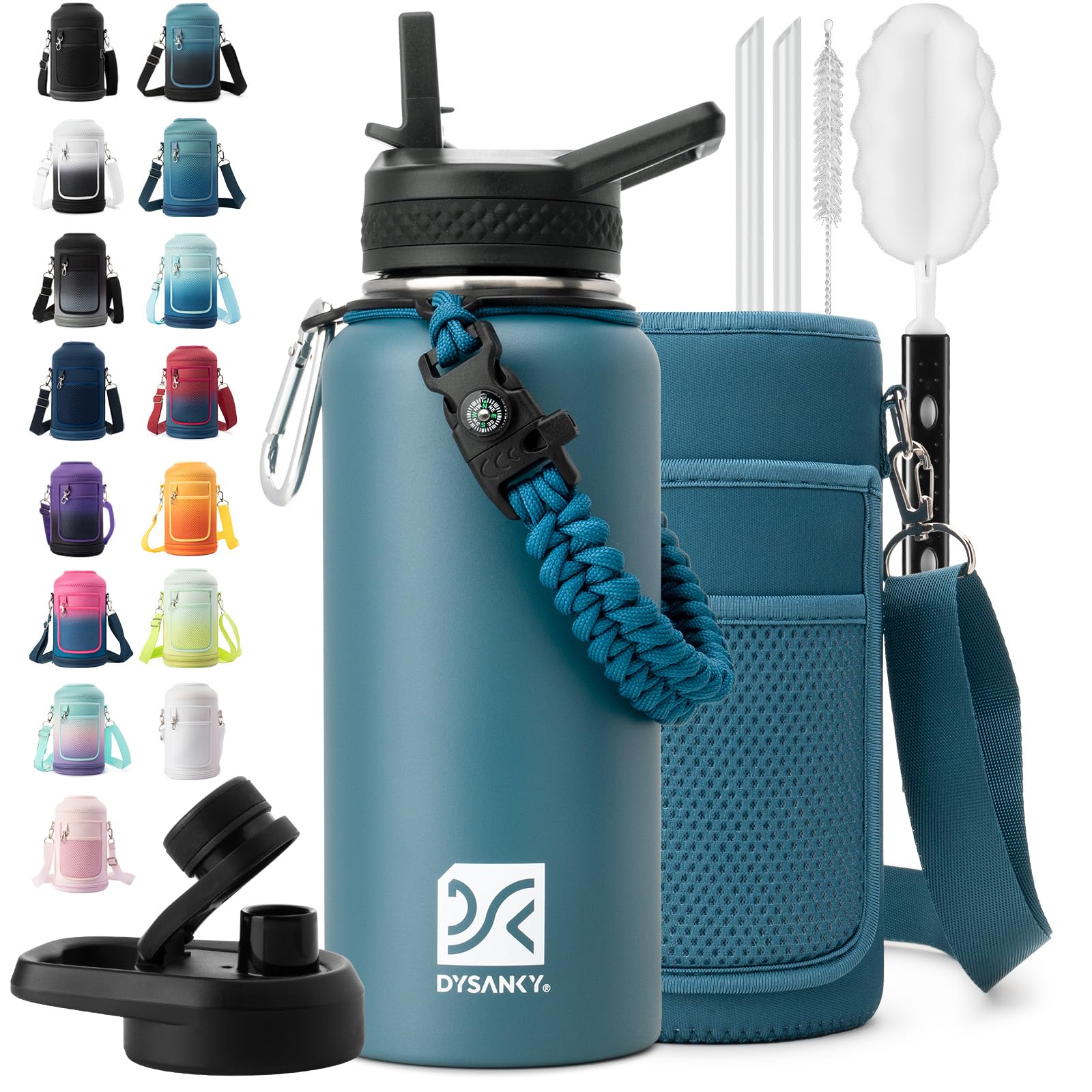 DYSANKY Insulated Water Bottle 32, 40, 64,87, 128 OZ - Multiple Insulation Vacuum Sealed - Portable Sports Metal Water Jug for Outdoor Adventure