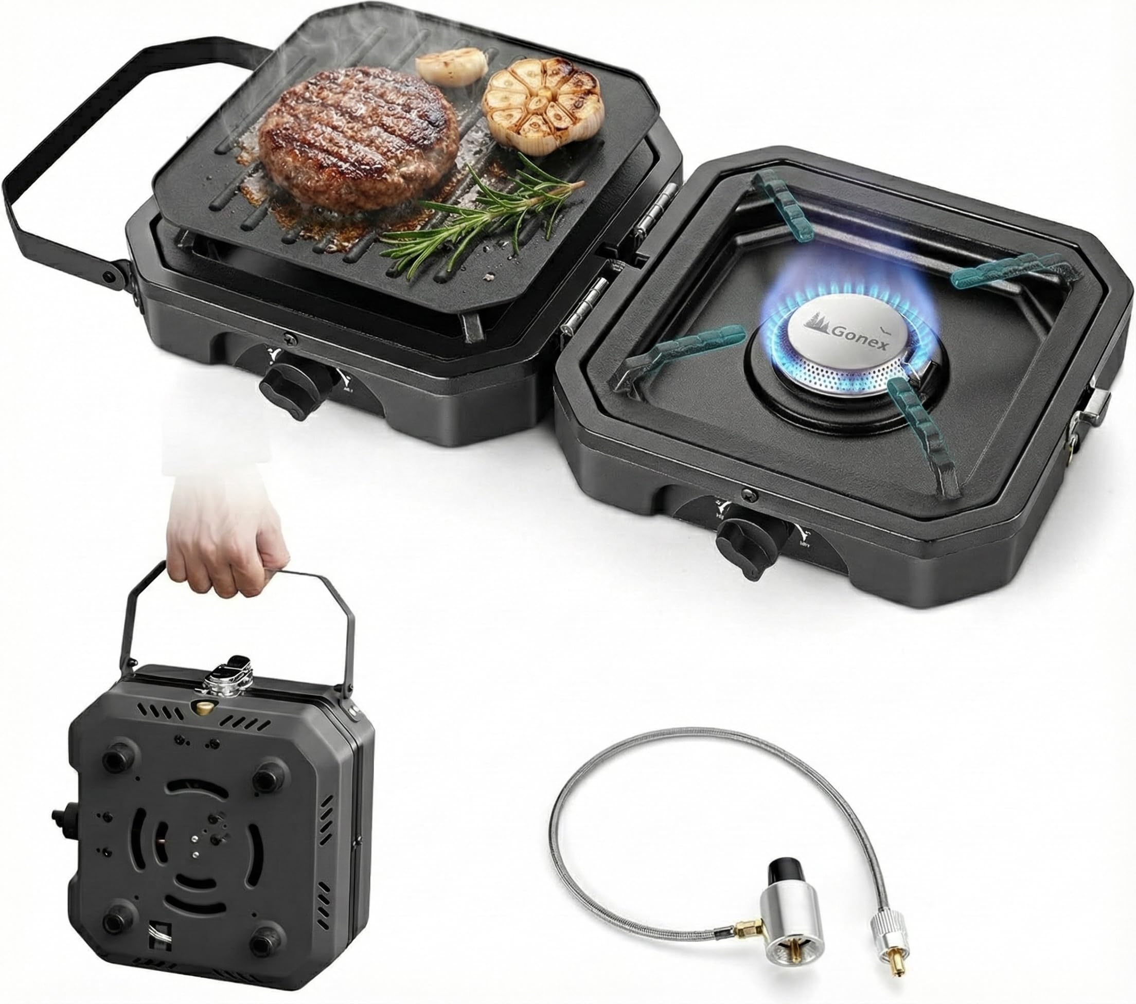 Gonex Camping Stove Propane, 2 Burner Portable Camp Stoves for Camping