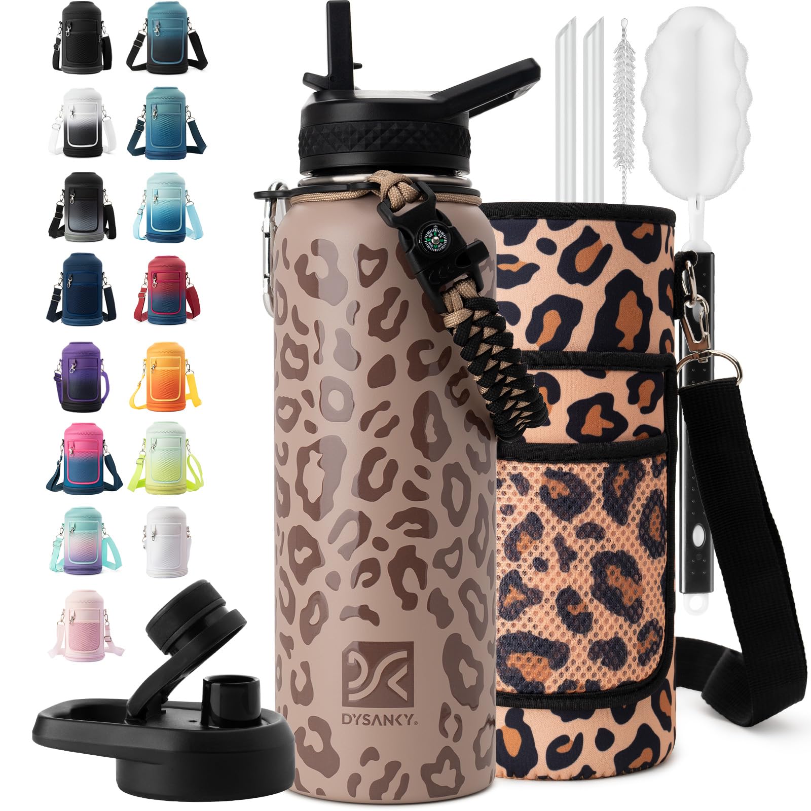 DYSANKY Insulated Water Bottle 32, 40, 64,87, 128 OZ - Multiple Insulation Vacuum Sealed - Portable Sports Metal Water Jug for Outdoor Adventure