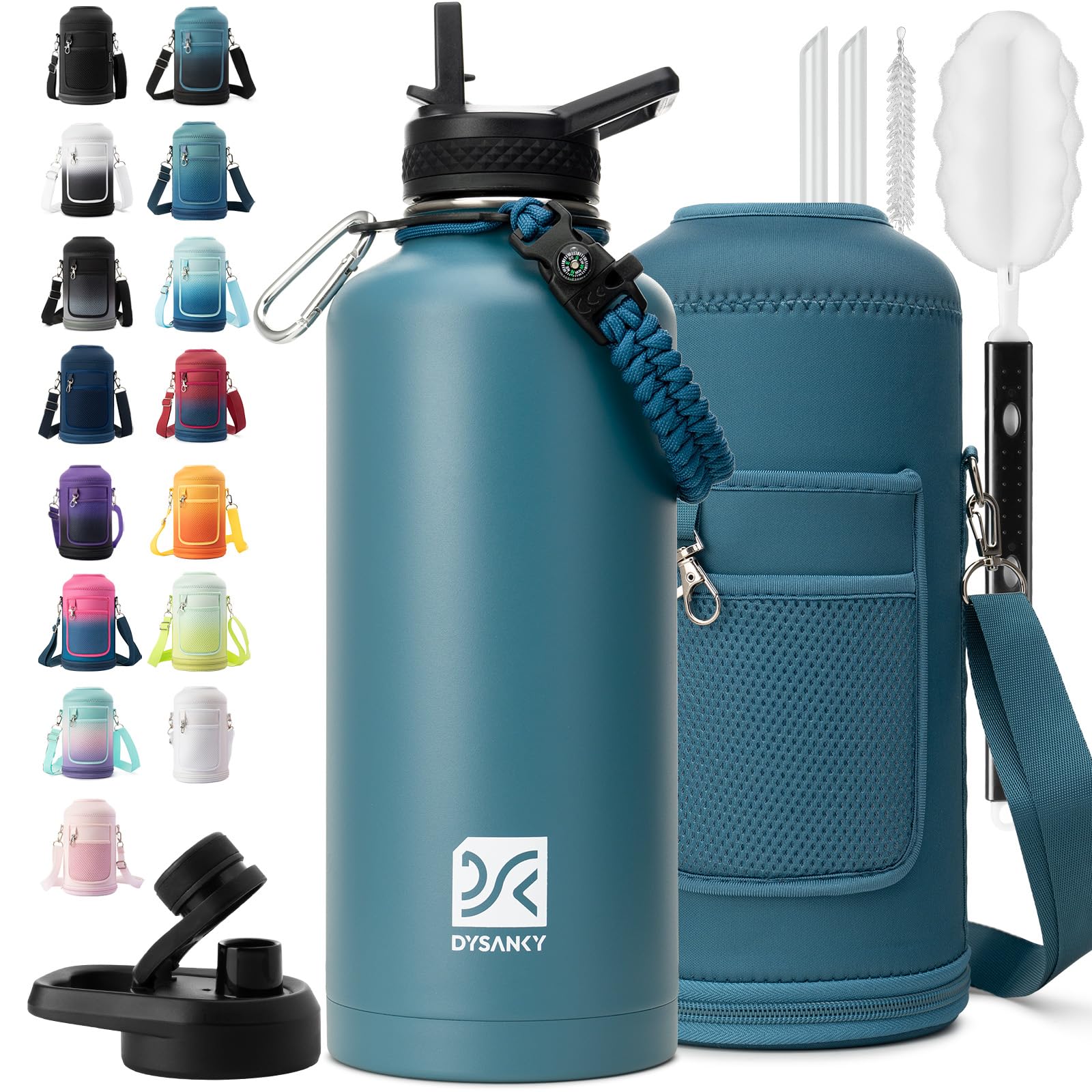 DYSANKY Insulated Water Bottle 32, 40, 64,87, 128 OZ - Multiple Insulation Vacuum Sealed - Portable Sports Metal Water Jug for Outdoor Adventure