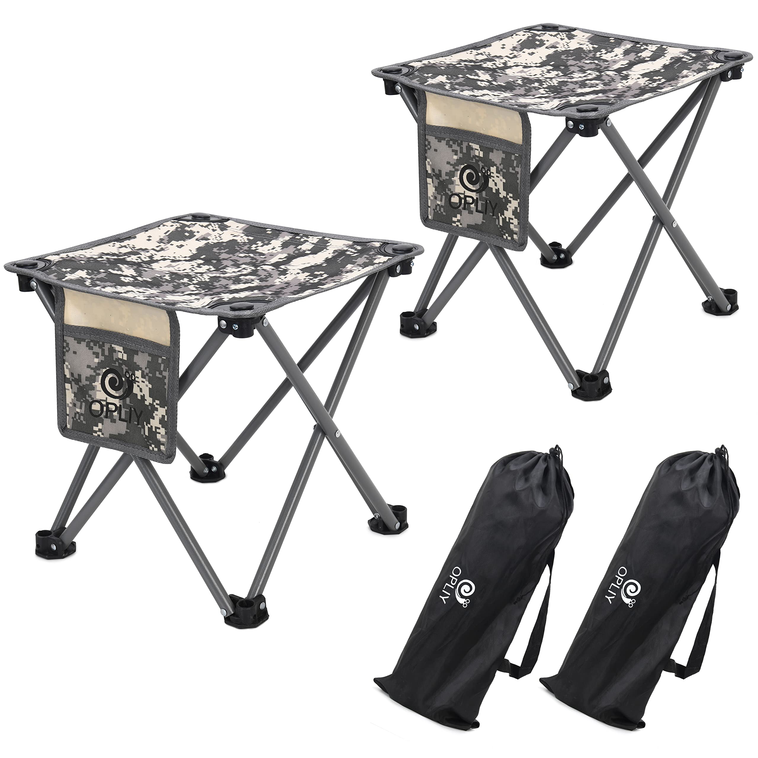 Opliy Camping Stool 2 Pack,13 Inch Portable Folding Stool for Outdoor Gardening and Beach Hiking Fishing,Foot Stool with Carry Bag