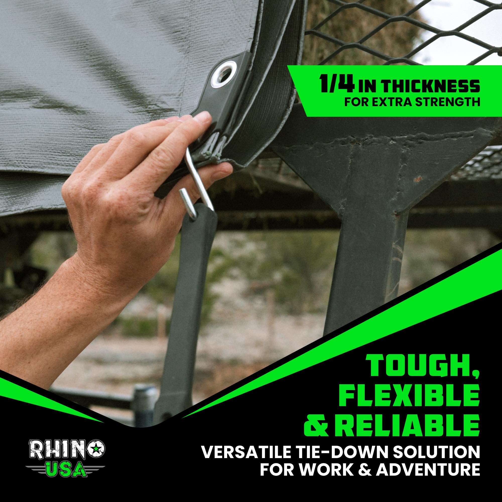 Rhino USA Bungee Cords with Hooks - Heavy Duty Outdoor Assorted