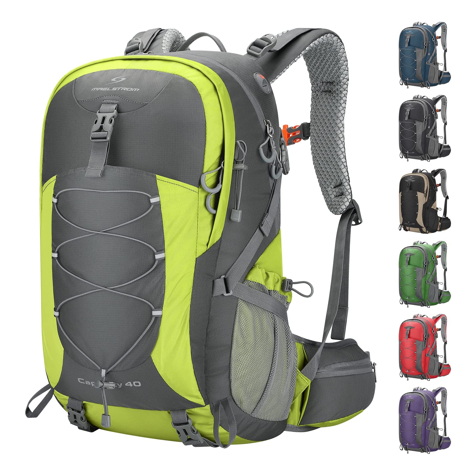 Maelstrom Hiking Backpack, Camping Backpack, 40L/50L Waterproof Hiking Daypack with Rain Cover, Lightweight Travel Backpack