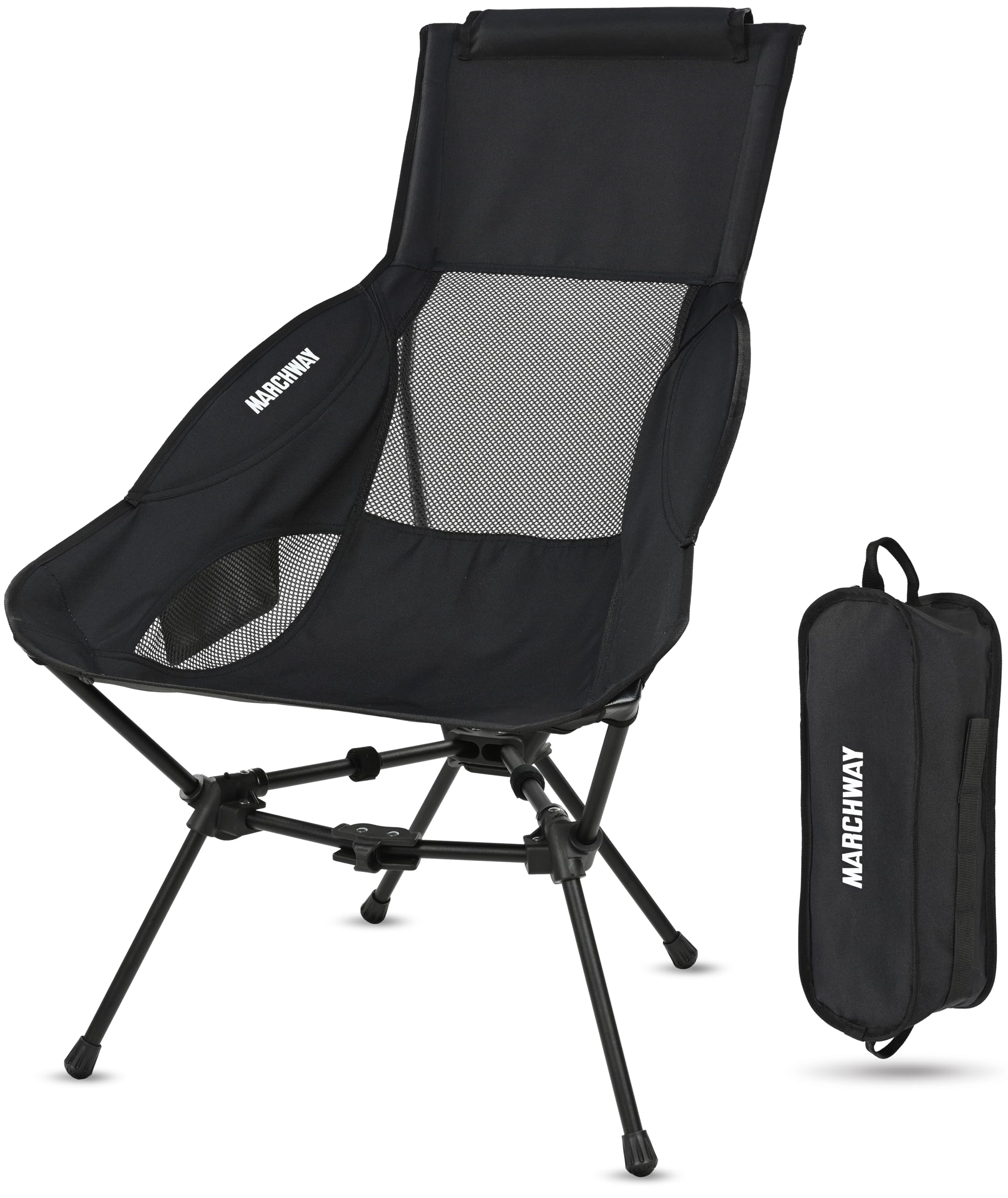 MARCHWAY Lightweight Portable Camping Chair, Stable Foldable Compact for Outdoor Camp, Travel, Beach, Picnic, Festival, Hiking, Backpacking