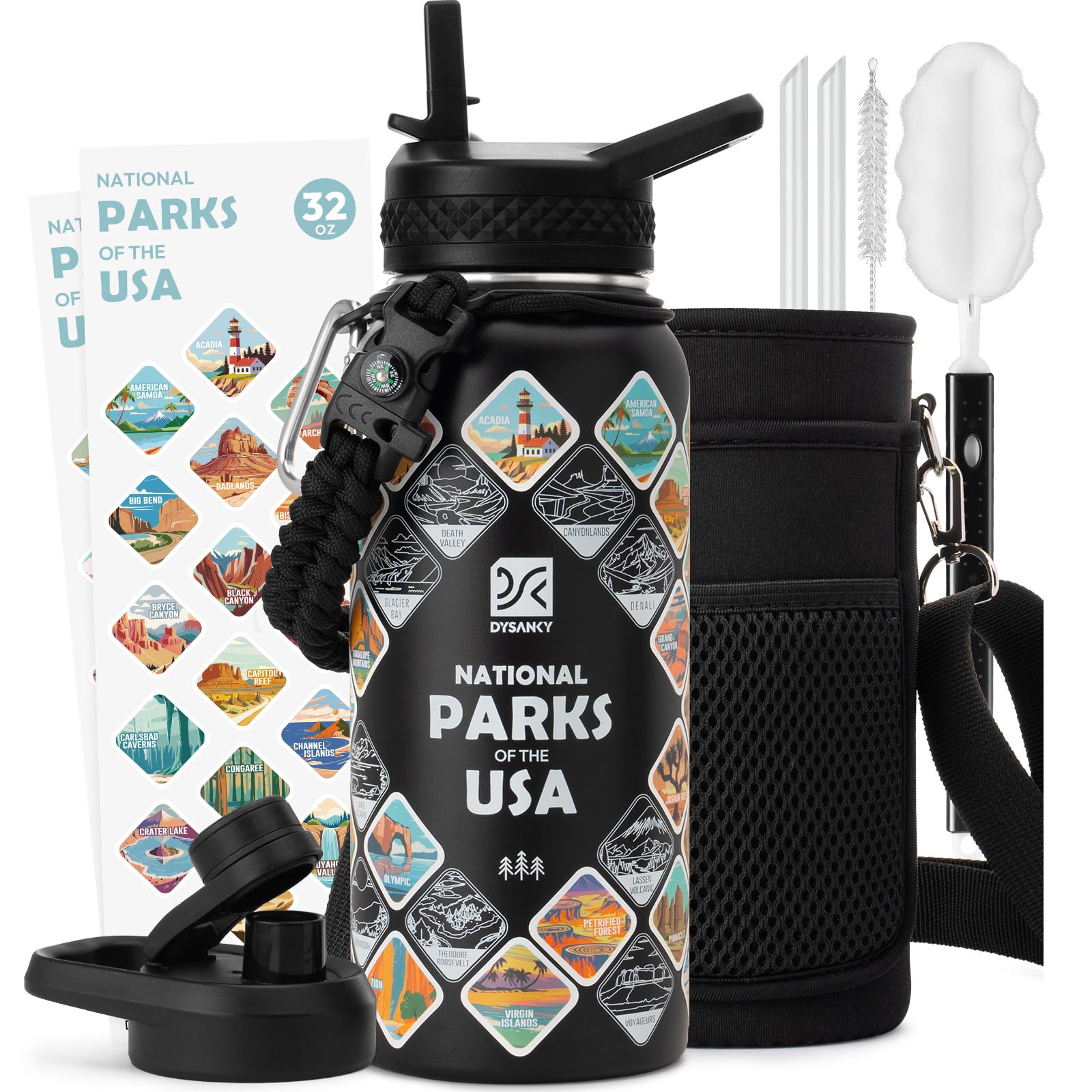 DYSANKY Insulated Water Bottle 32, 40, 64,87, 128 OZ - Multiple Insulation Vacuum Sealed - Portable Sports Metal Water Jug for Outdoor Adventure