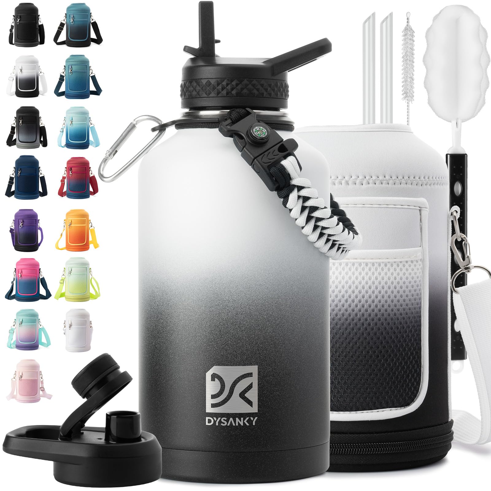 DYSANKY Insulated Water Bottle 32, 40, 64,87, 128 OZ - Multiple Insulation Vacuum Sealed - Portable Sports Metal Water Jug for Outdoor Adventure