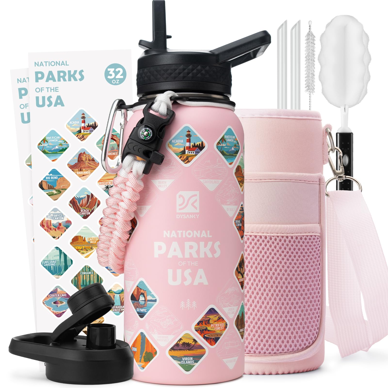 DYSANKY Insulated Water Bottle 32, 40, 64,87, 128 OZ - Multiple Insulation Vacuum Sealed - Portable Sports Metal Water Jug for Outdoor Adventure