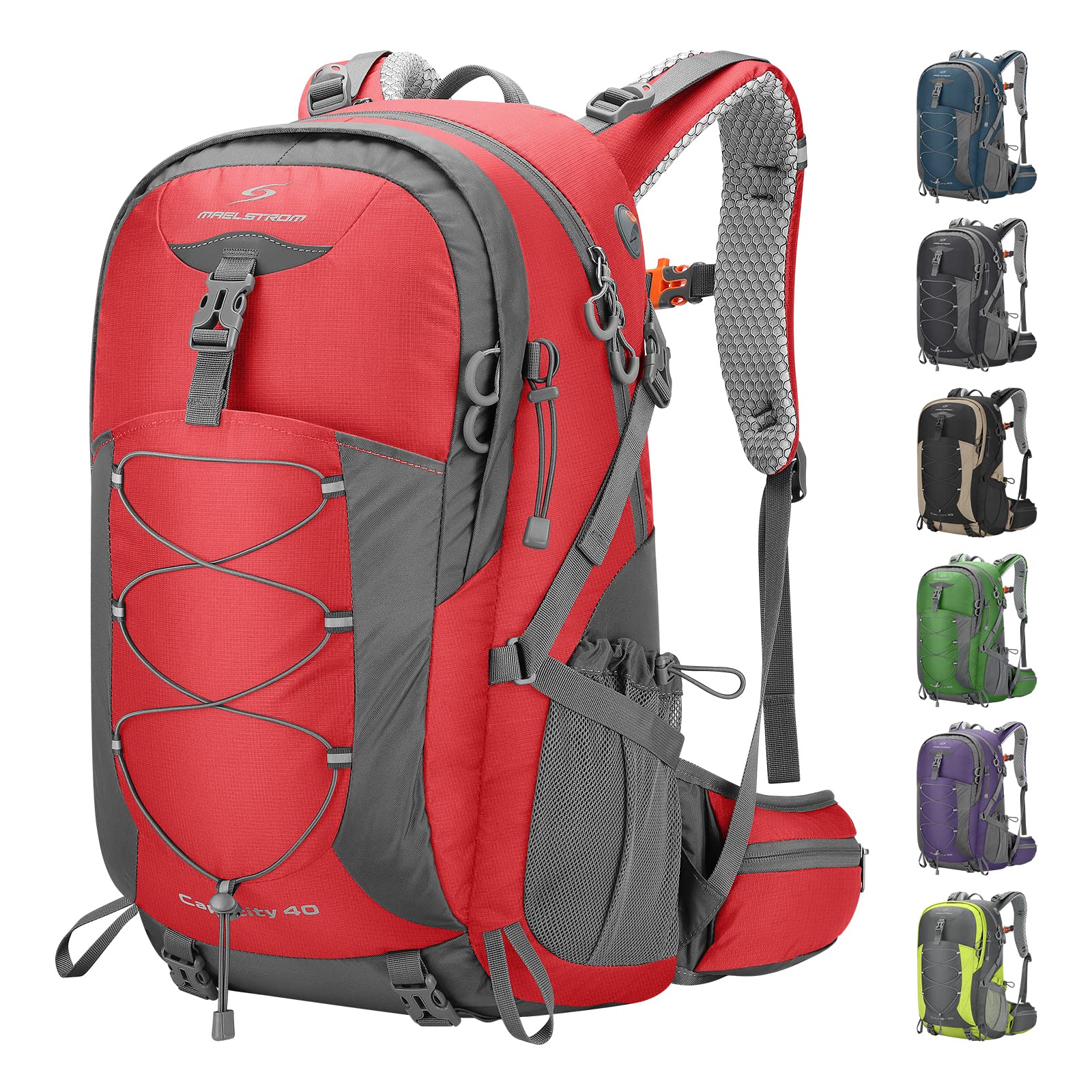 Maelstrom Hiking Backpack, Camping Backpack, 40L/50L Waterproof Hiking Daypack with Rain Cover, Lightweight Travel Backpack