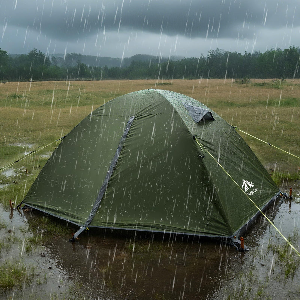 Night Cat 2-Persons Backpacking Tent: Waterproof Lightweight Camping Tent for Two People Hiking Outdoor Mountain with Aluminum Poles and Rainfly Green