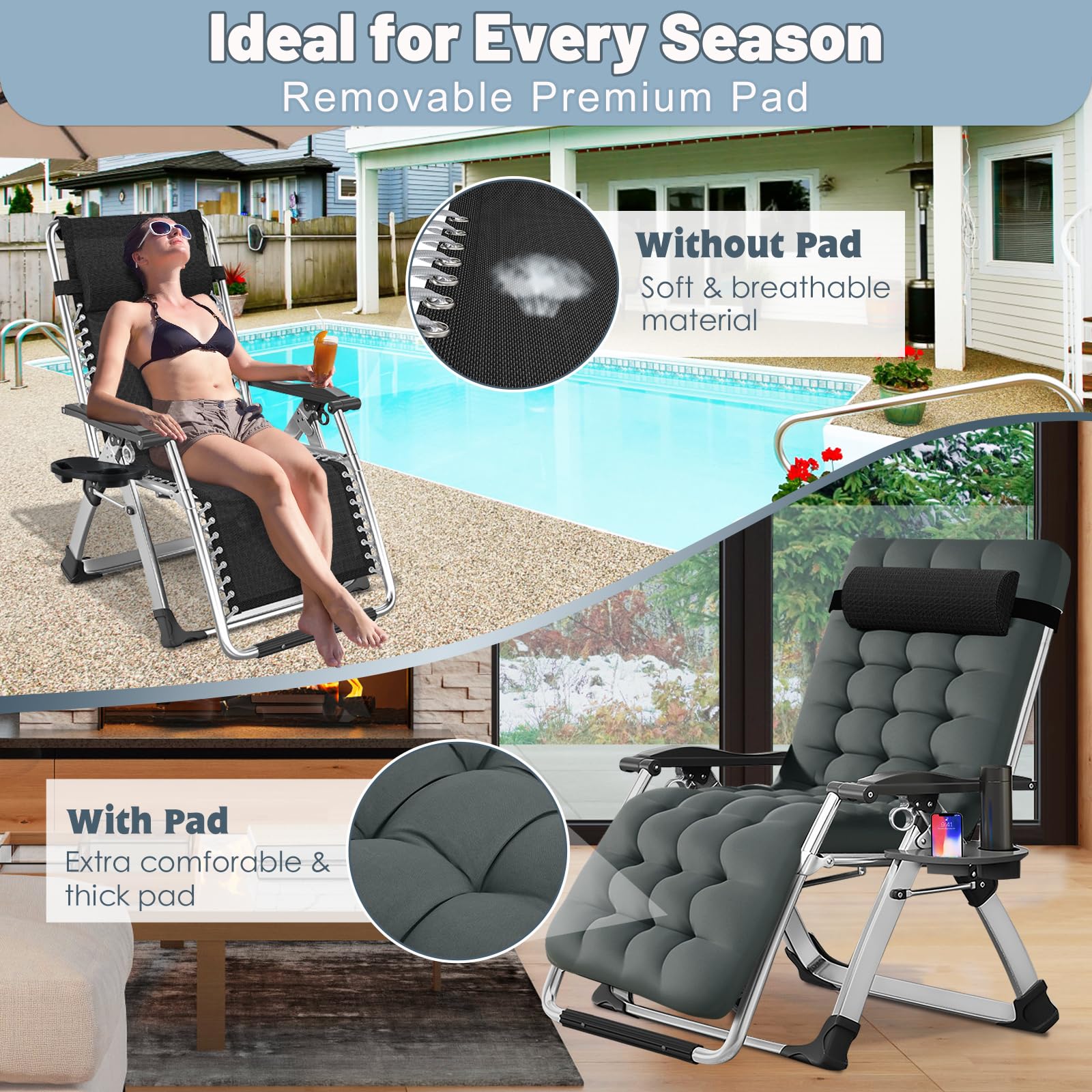 Slsy Zero Gravity Chair, Reclining Lounge Chair for Indoor and Outdoor