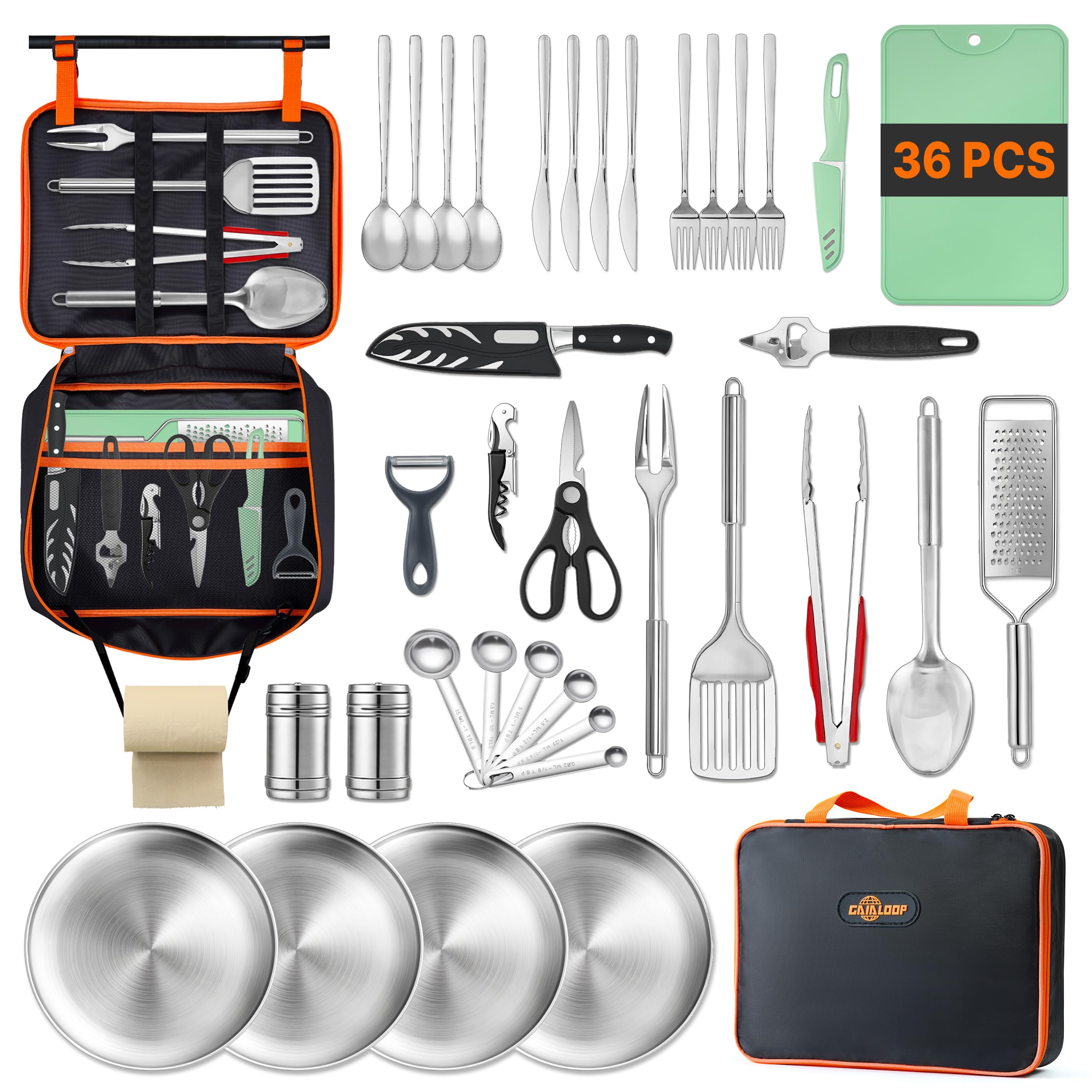 Portable Camping Cooking Utensil Set with Organizer Bag