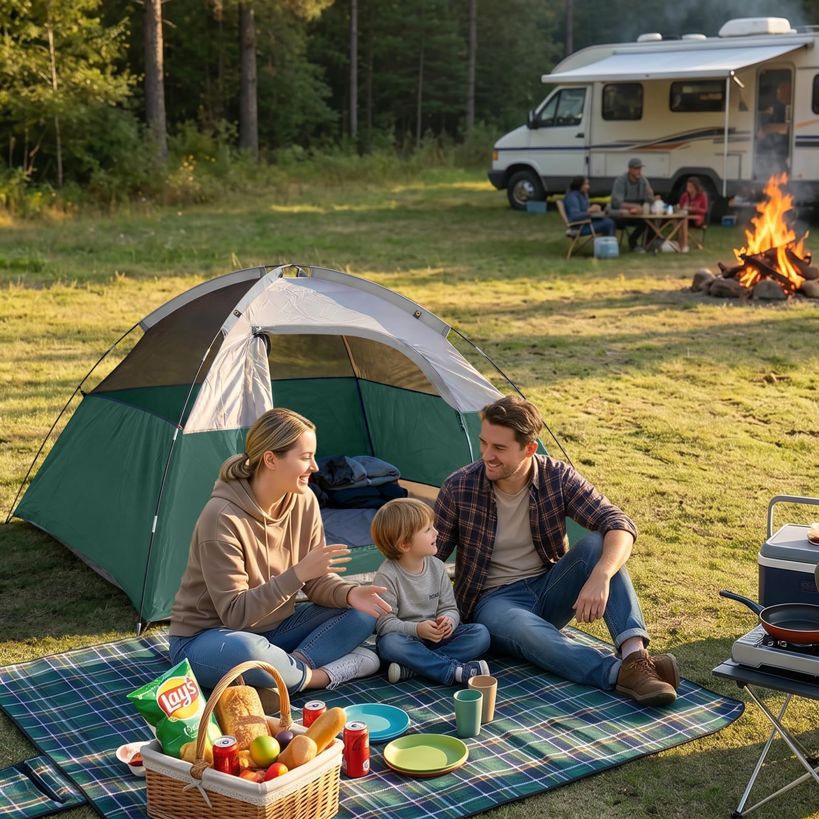 CAMPROS CP 3 Person Tent, Dome Tents for Camping with Rainfly, Waterproof Camping Tent Easy Set Up, Portable Family Tent with Large Mesh Window & Carry Bag for Outdoor Hiking