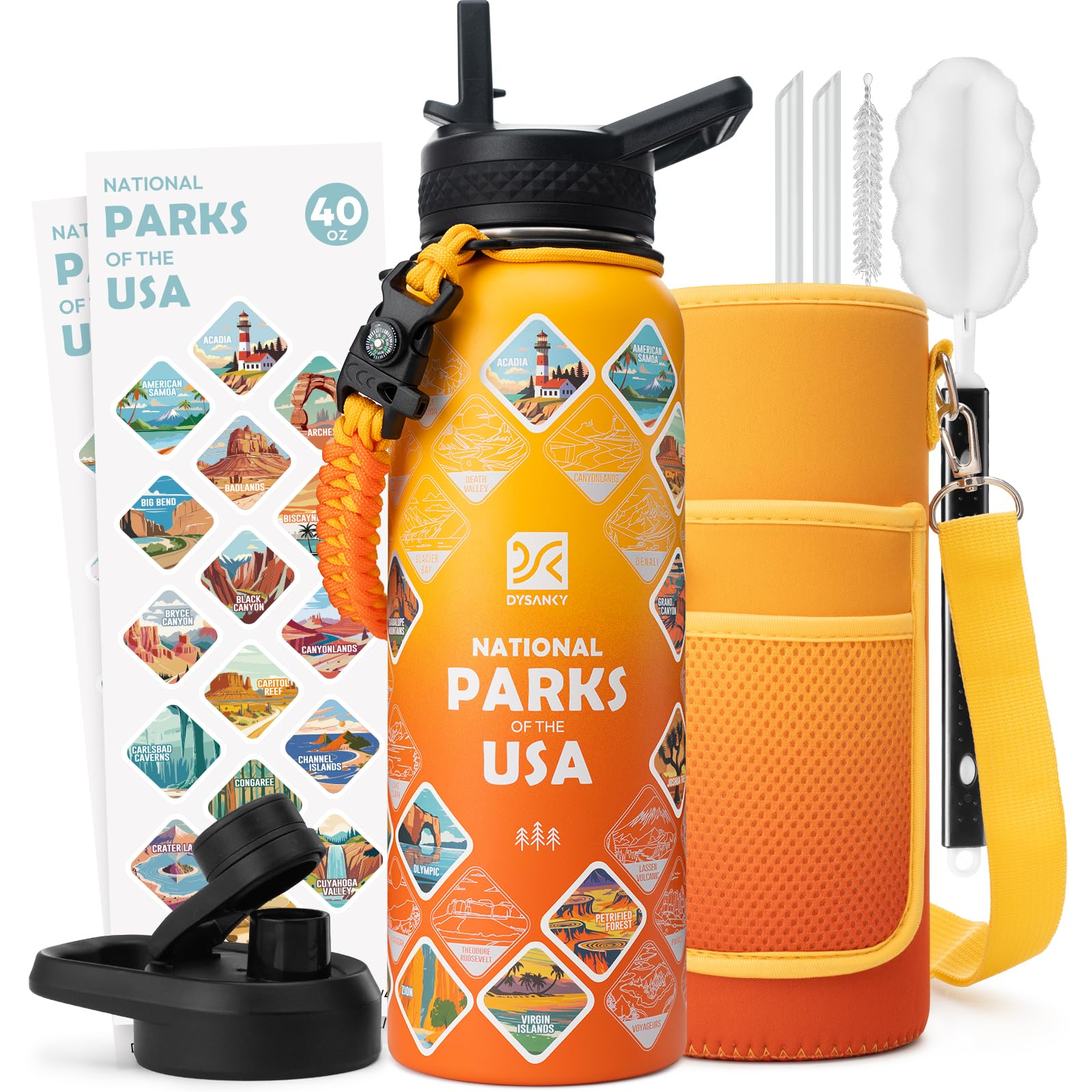 DYSANKY Insulated Water Bottle 32, 40, 64,87, 128 OZ - Multiple Insulation Vacuum Sealed - Portable Sports Metal Water Jug for Outdoor Adventure