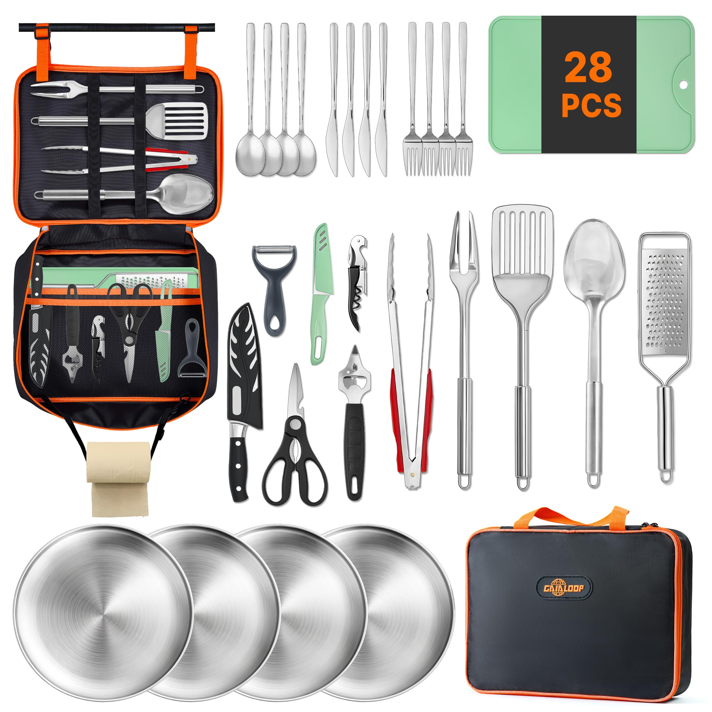 Portable Camping Cooking Utensil Set with Organizer Bag