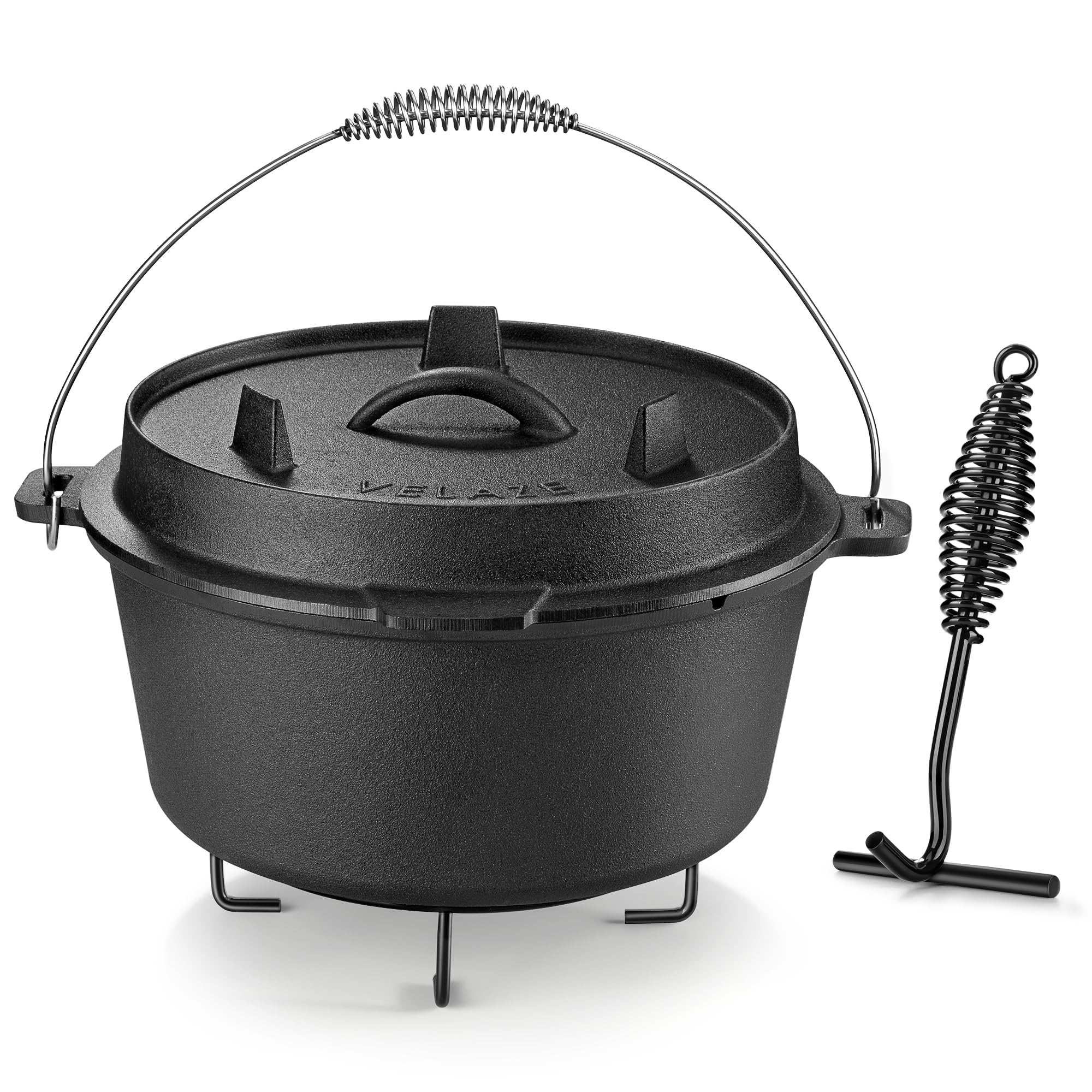Pre-Seasoned Cast Iron Dutch Oven with Lid for Camping