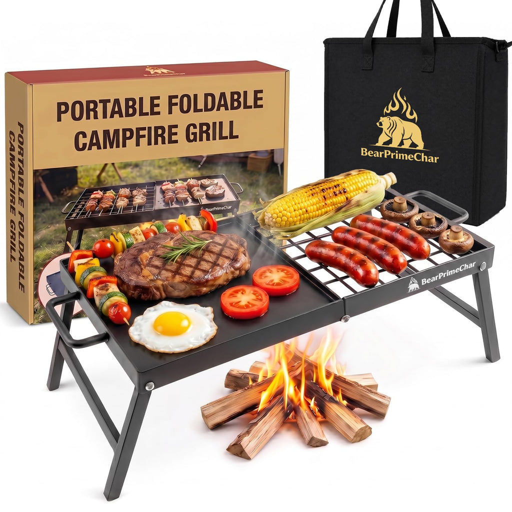 24" Campfire Grill Grate & Griddle for Outdoor Cooking and Picnic