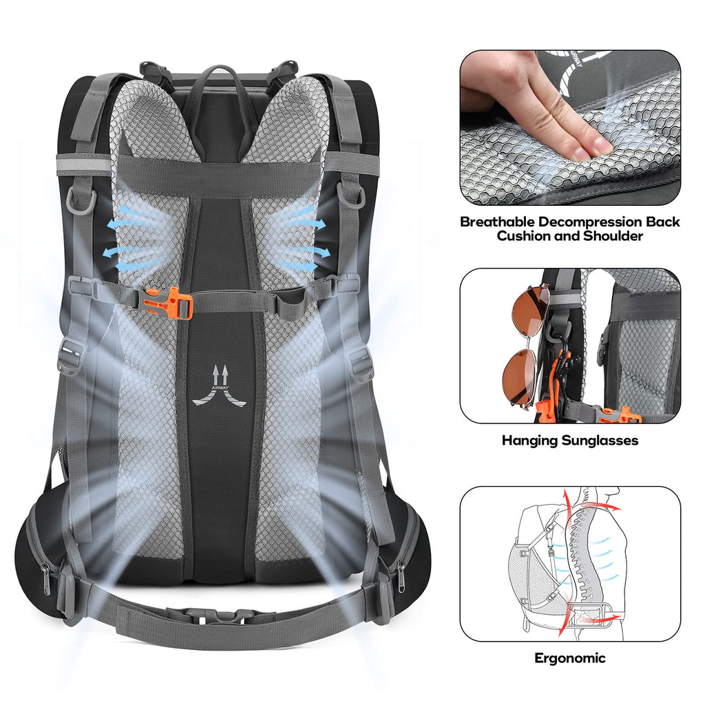 Maelstrom Hiking Backpack, Camping Backpack, 40L/50L Waterproof Hiking Daypack with Rain Cover, Lightweight Travel Backpack