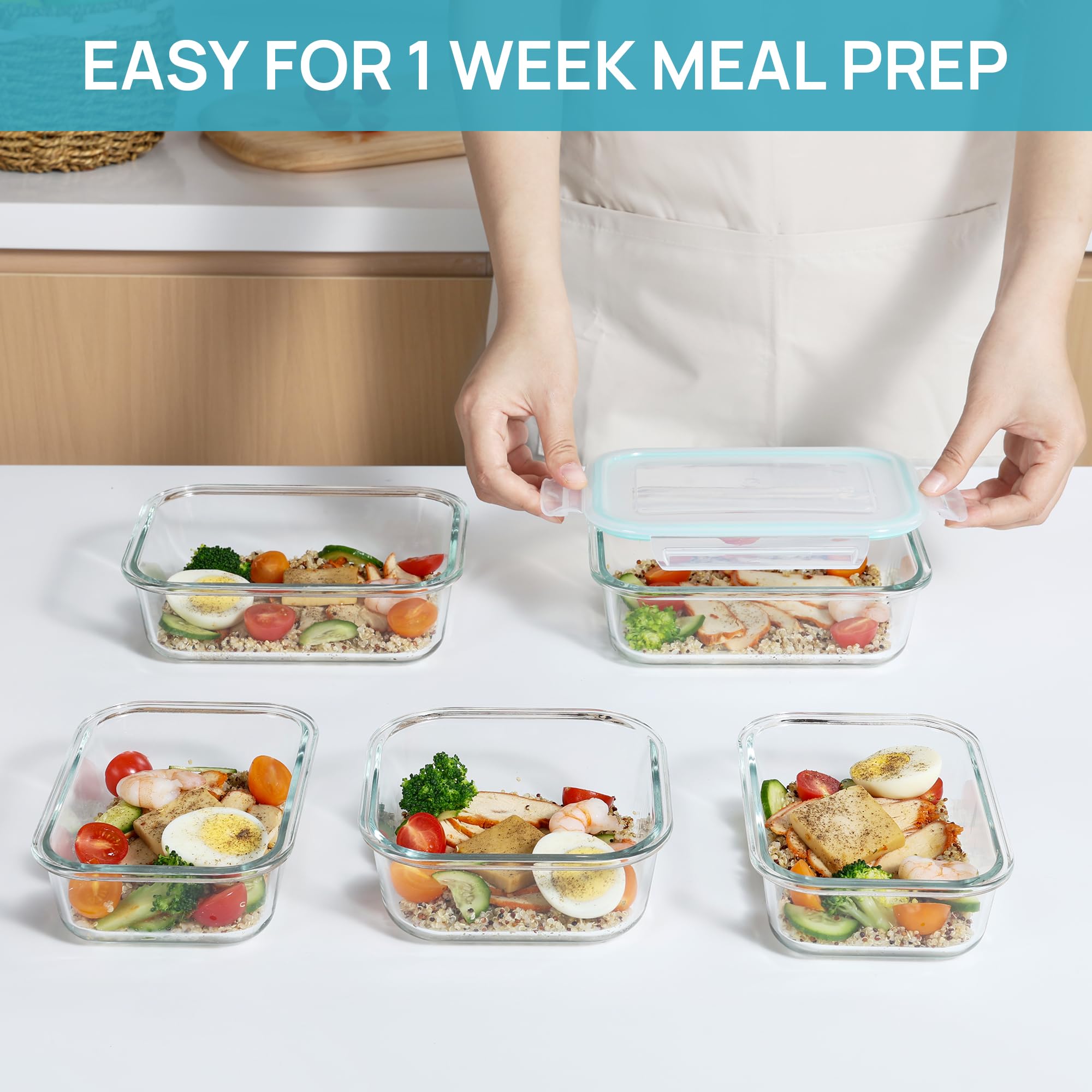 Vtopmart 8 Pack Glass Food Storage Containers with Lids