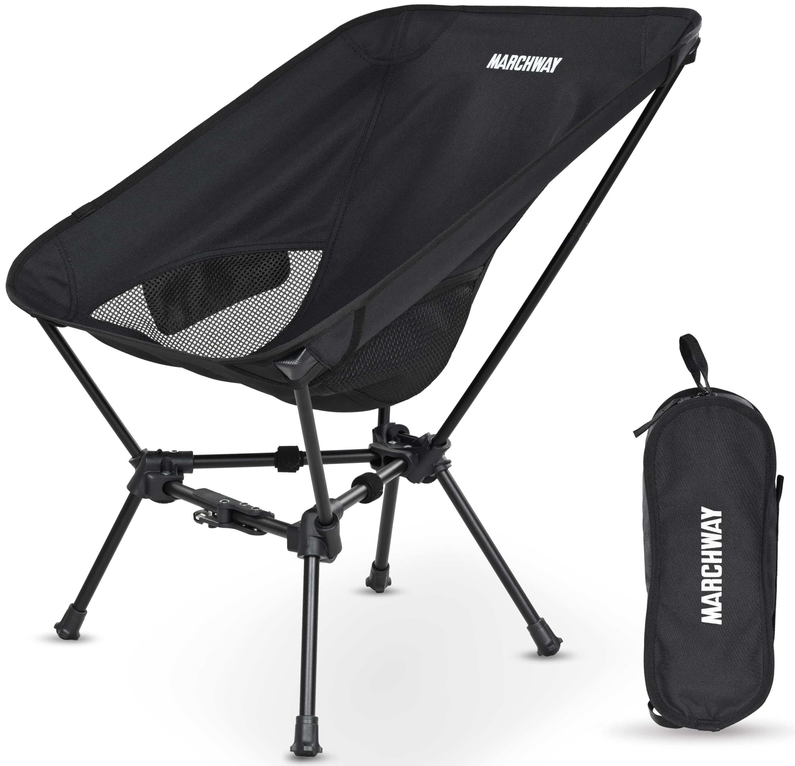 MARCHWAY Lightweight Portable Camping Chair, Stable Foldable Compact for Outdoor Camp, Travel, Beach, Picnic, Festival, Hiking, Backpacking