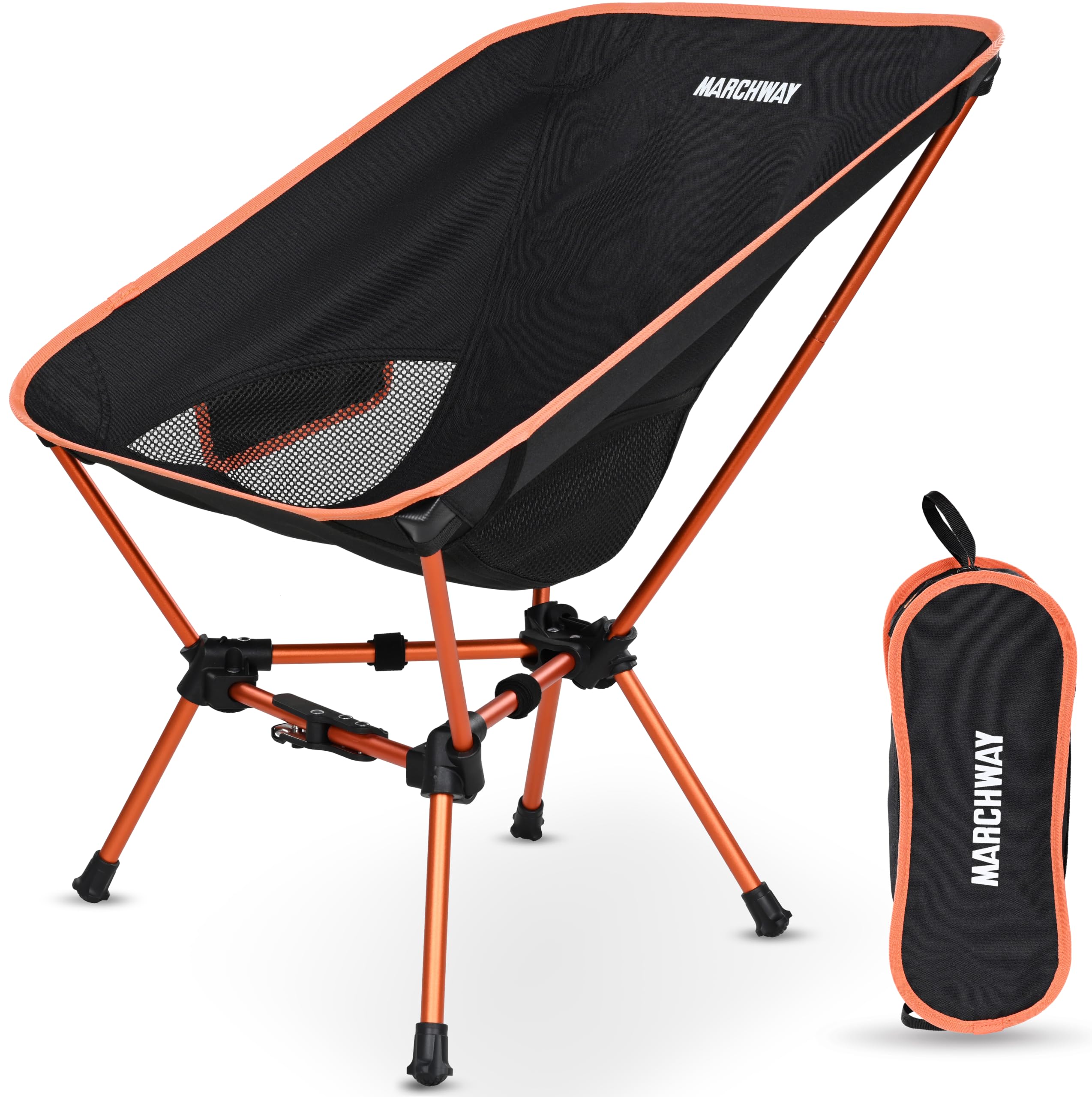 MARCHWAY Lightweight Portable Camping Chair, Stable Foldable Compact for Outdoor Camp, Travel, Beach, Picnic, Festival, Hiking, Backpacking