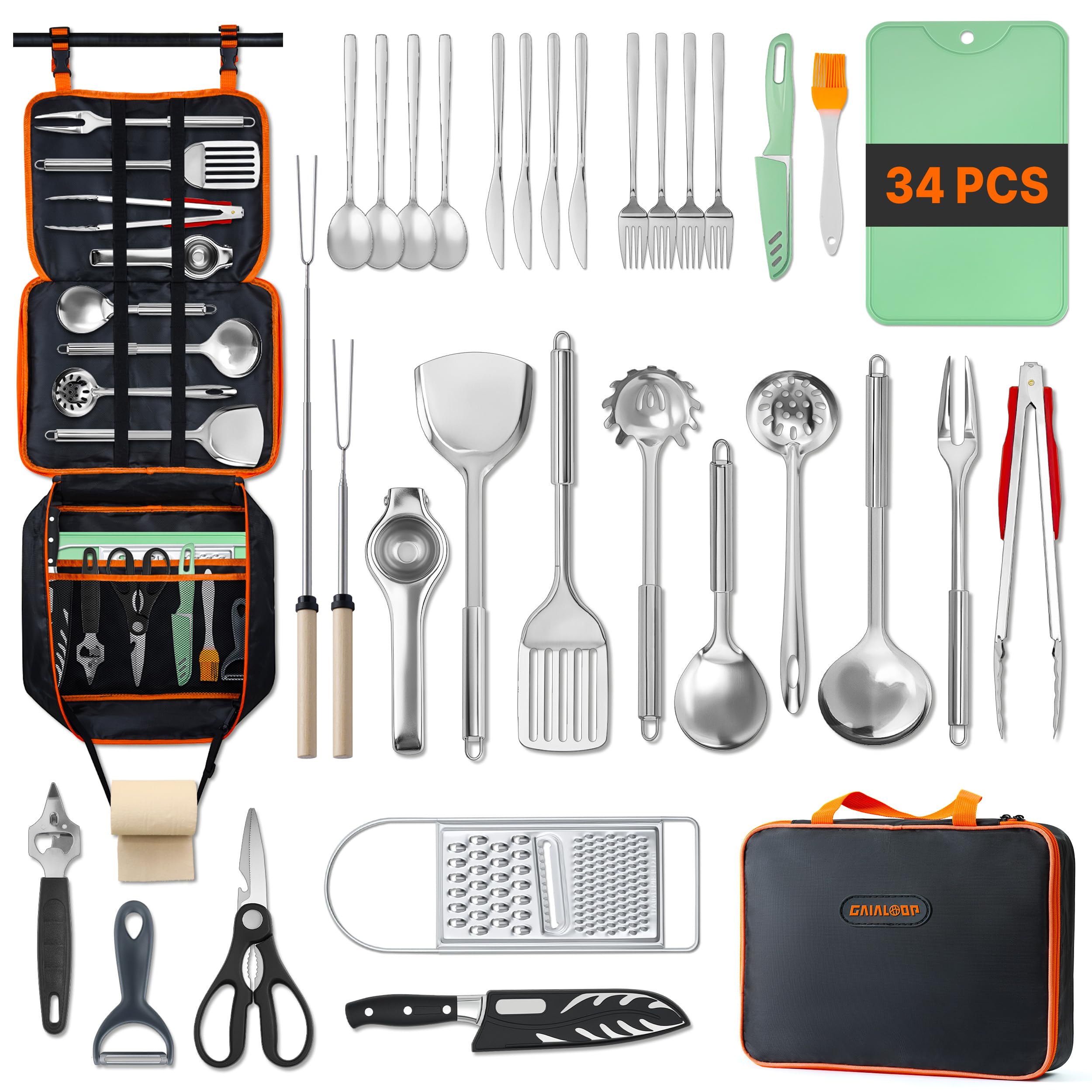 Portable Camping Cooking Utensil Set with Organizer Bag