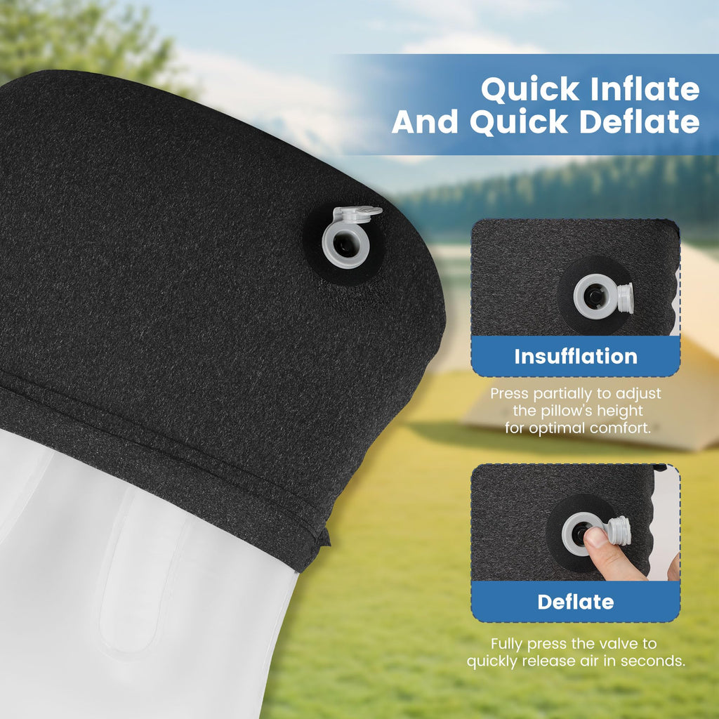UWILLION Inflatable Camping Pillow with Removable Cover - Ultralight Inflatable Pillow Lightweight, Ergonomic and Washable for Camping, Hiking, and Travel