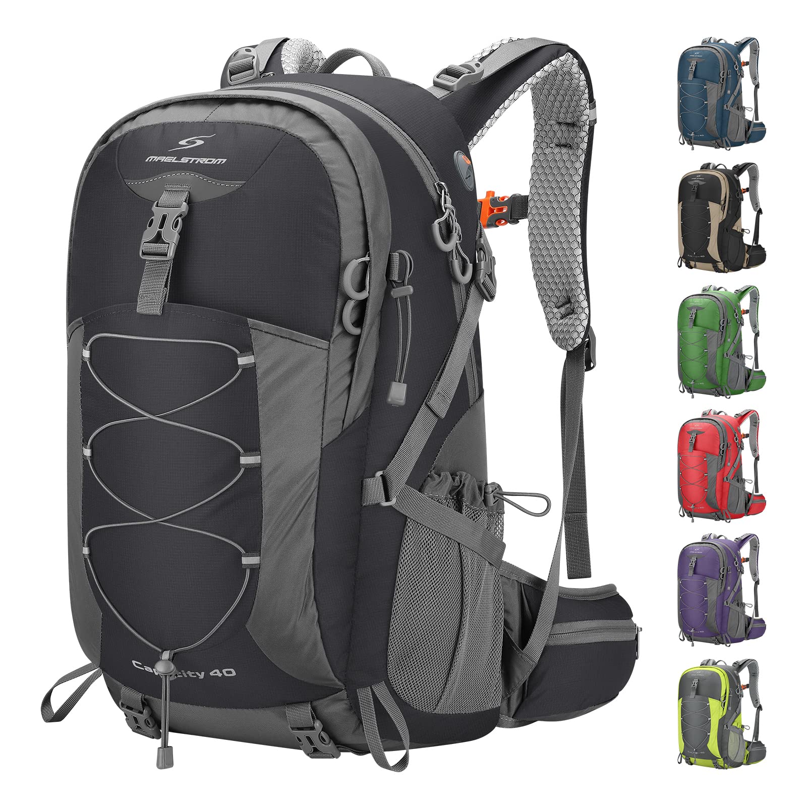 Maelstrom Hiking Backpack, Camping Backpack, 40L/50L Waterproof Hiking Daypack with Rain Cover, Lightweight Travel Backpack