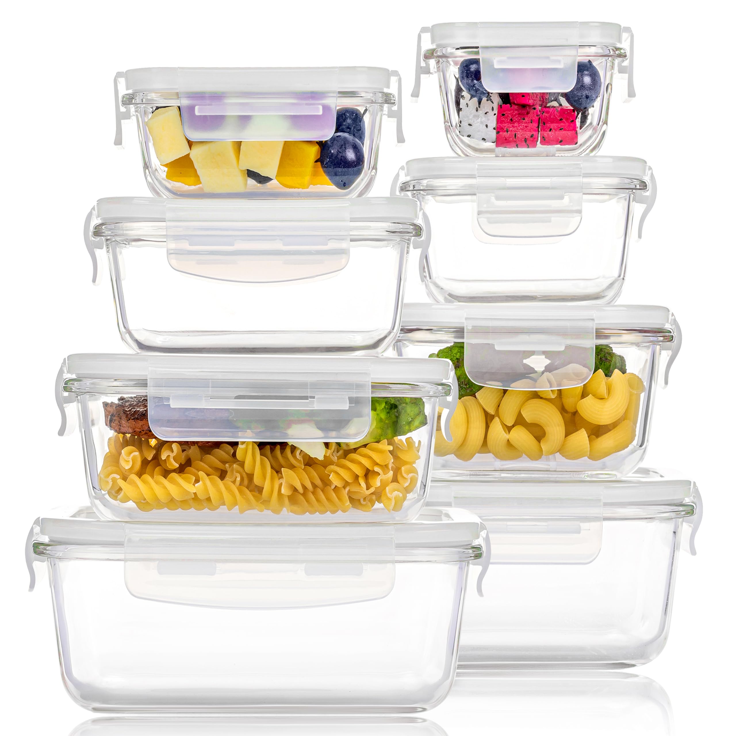 Vtopmart 8 Pack Glass Food Storage Containers with Lids