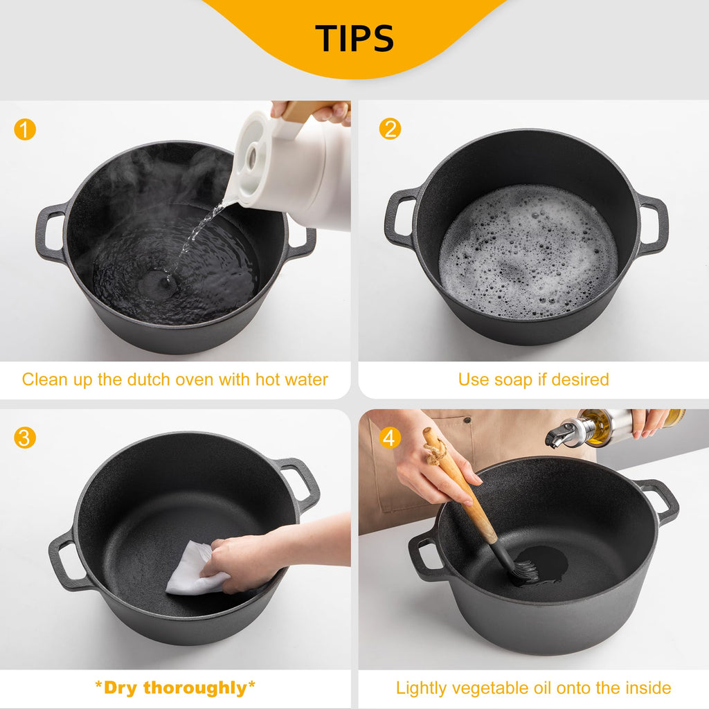 Velaze Pre-Seasoned Cast Iron Dutch Oven Pot with Lid