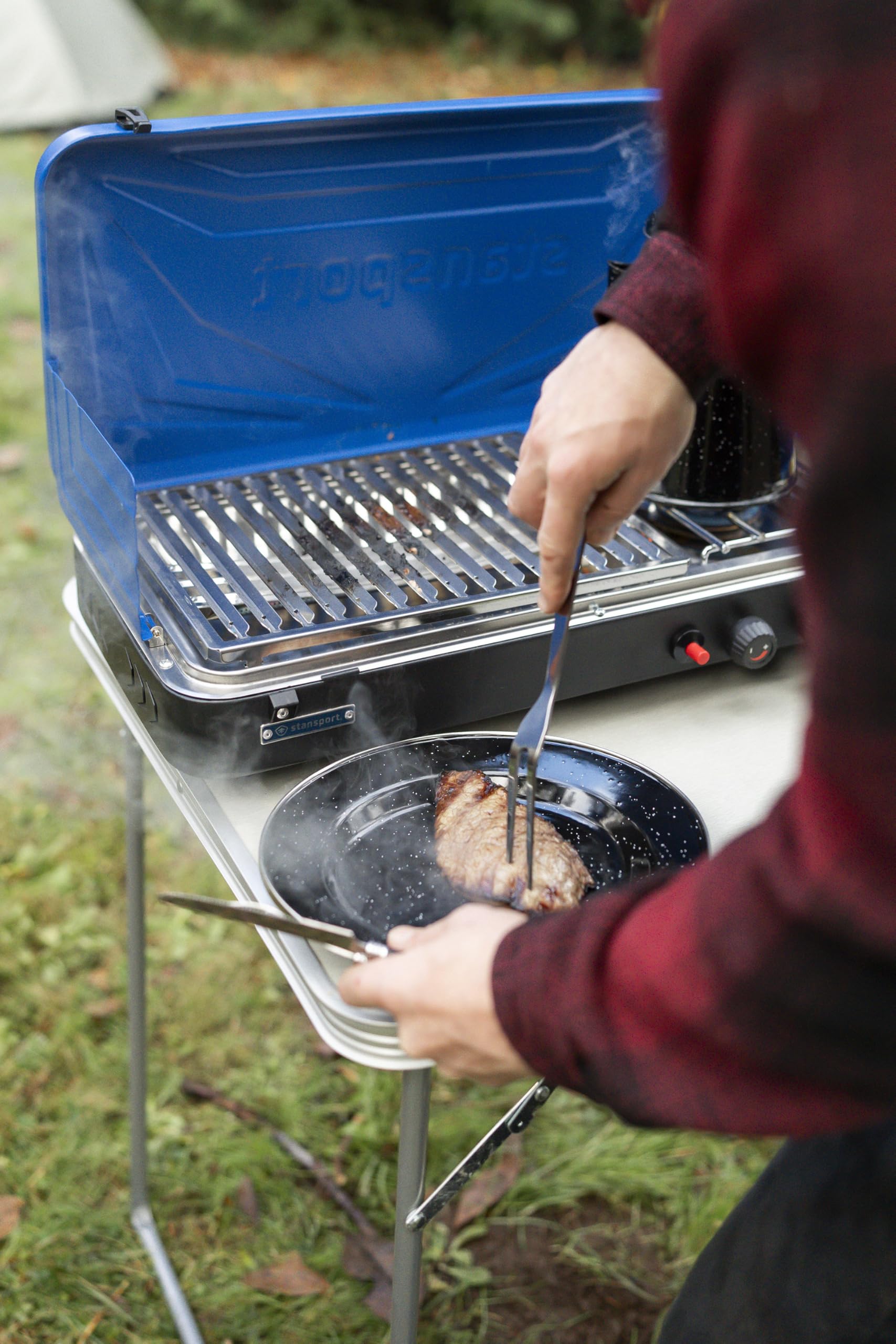 Stansport Deluxe 24-Piece Enamel Tableware Set - Enamel Plates and Bowls Lightweight and Durable Camp Dish Set for Camping and Backpacking Plates and Bowls for 4 People