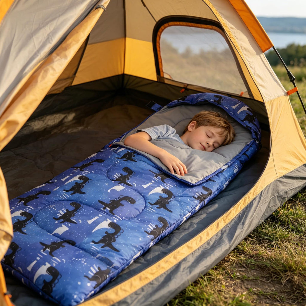 Kids Sleeping Bags - Camping Sleeping Bags with Carry Bag - Compact Sleeping Bag for Hiking, Backpacking 3 Season Warm & Cool Weather, Lightweight Waterproof Outdoor Travel for Boys Girls