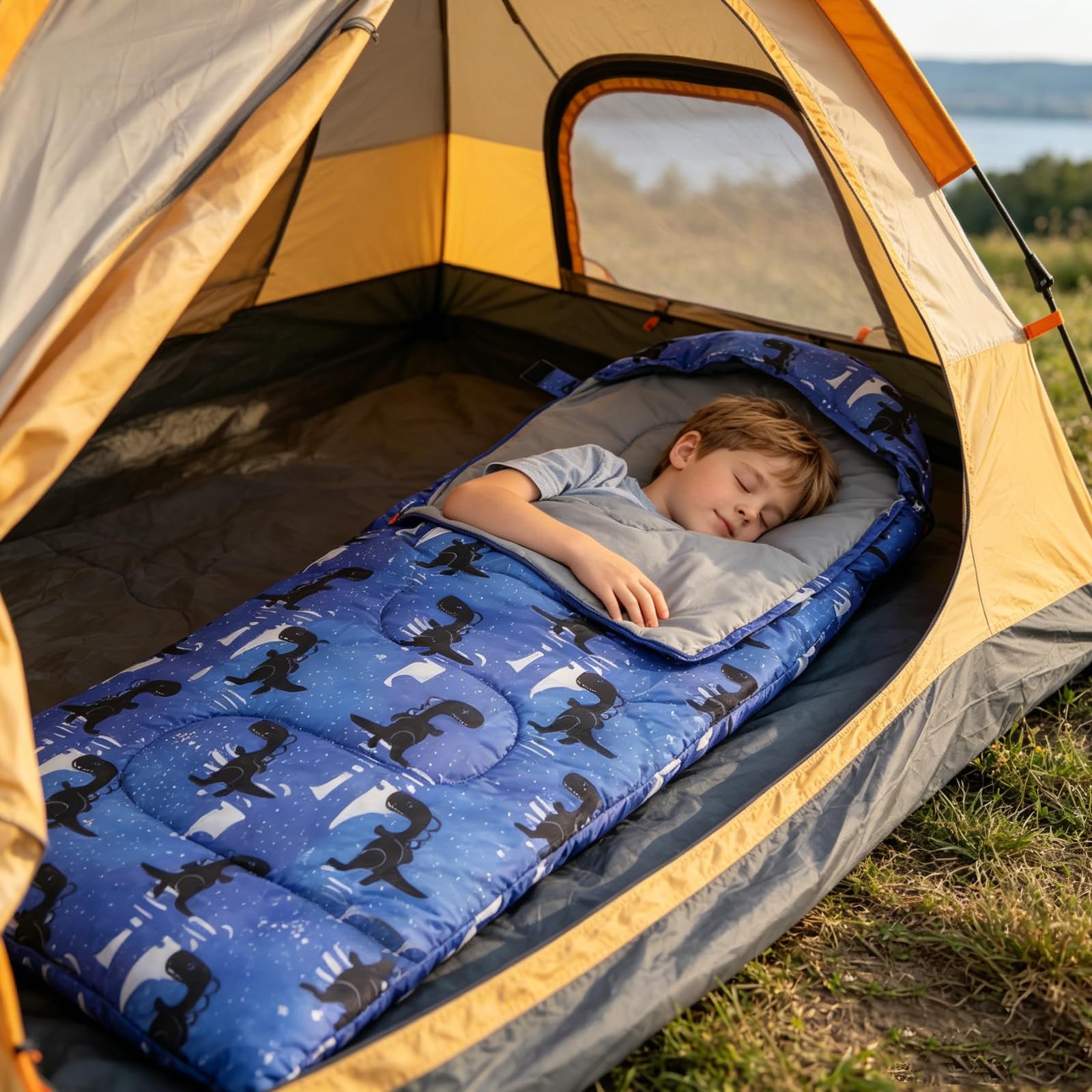 Kids Sleeping Bags - Camping Sleeping Bags with Carry Bag - Compact Sleeping Bag for Hiking, Backpacking 3 Season Warm & Cool Weather, Lightweight Waterproof Outdoor Travel for Boys Girls