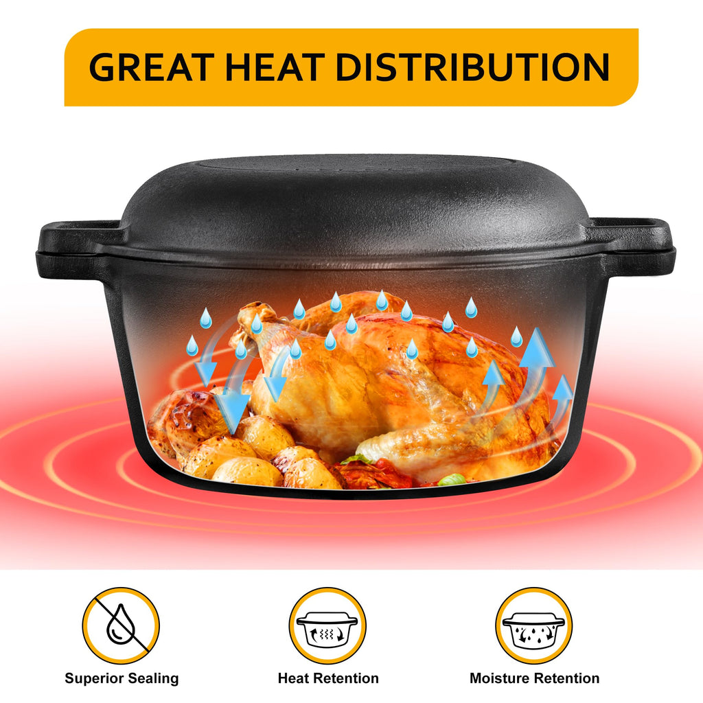 Velaze Pre-Seasoned Cast Iron Dutch Oven Pot with Lid
