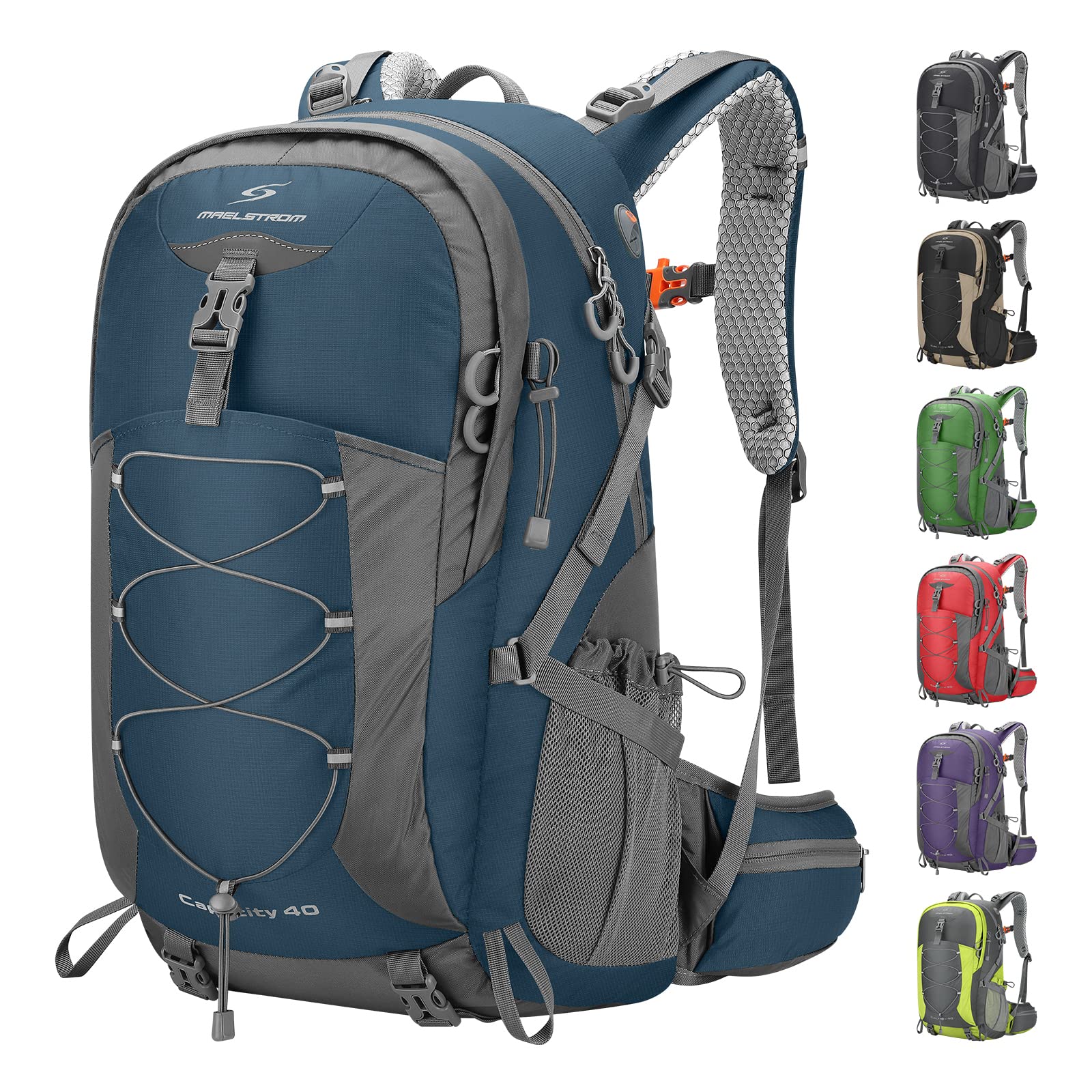 Maelstrom Hiking Backpack, Camping Backpack, 40L/50L Waterproof Hiking Daypack with Rain Cover, Lightweight Travel Backpack