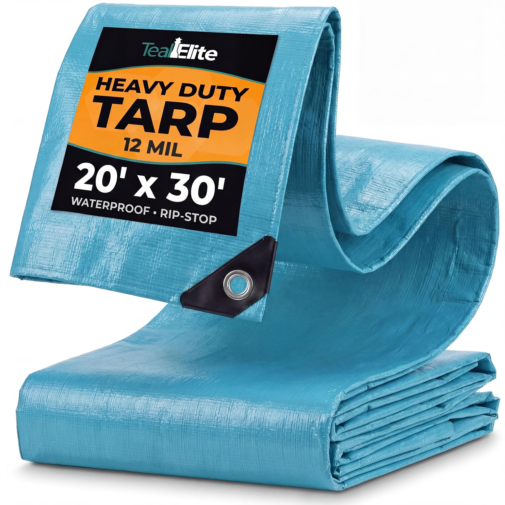 Heavy Duty Tarp – Waterproof, 12mil Thick Tarp Cover - UV Resistant, Rip & Tear Proof with Metal Grommets – Multipurpose Use for Camping, Tent, Boat, RV, Car