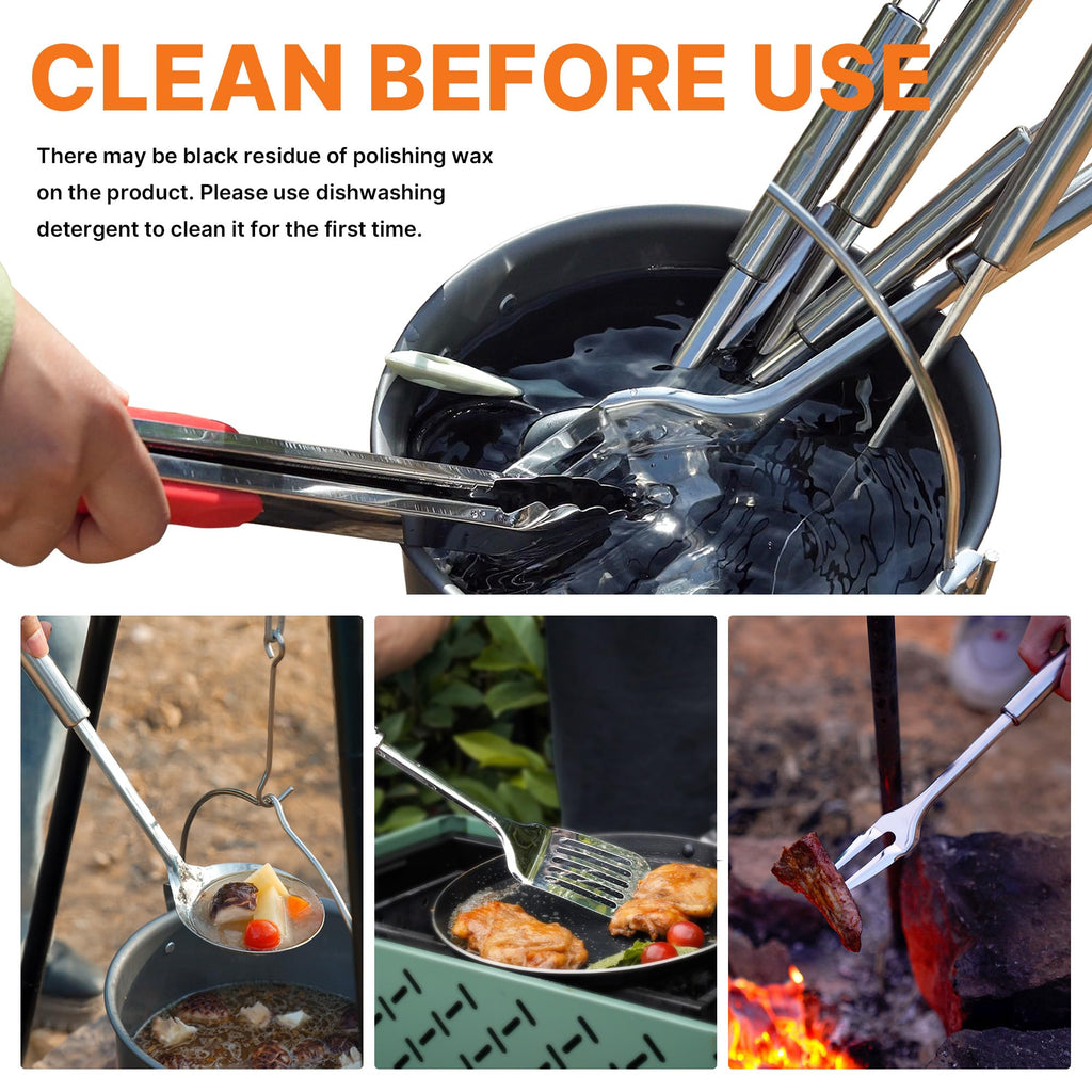 Gaialoop Portable Camping Cooking Utensils Set, Camp Kitchen Set with Organizer Bag, RV Essentials Outdoor Cooking Utensil Kit for Travel, Picnics, Camping, BBQs, Parties